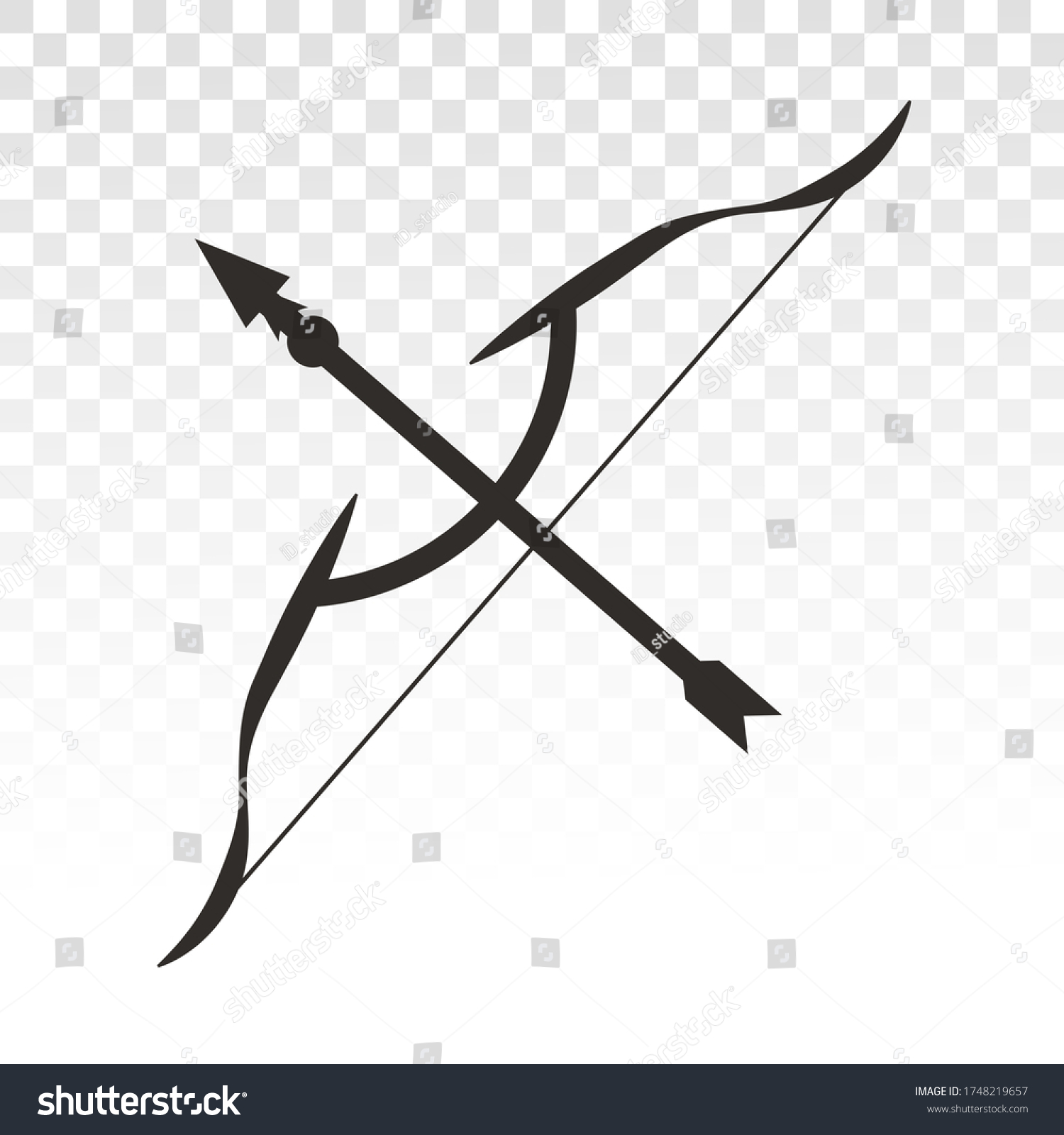 Long Bow Arrow Archery Flat Icon Stock Vector Royalty Free