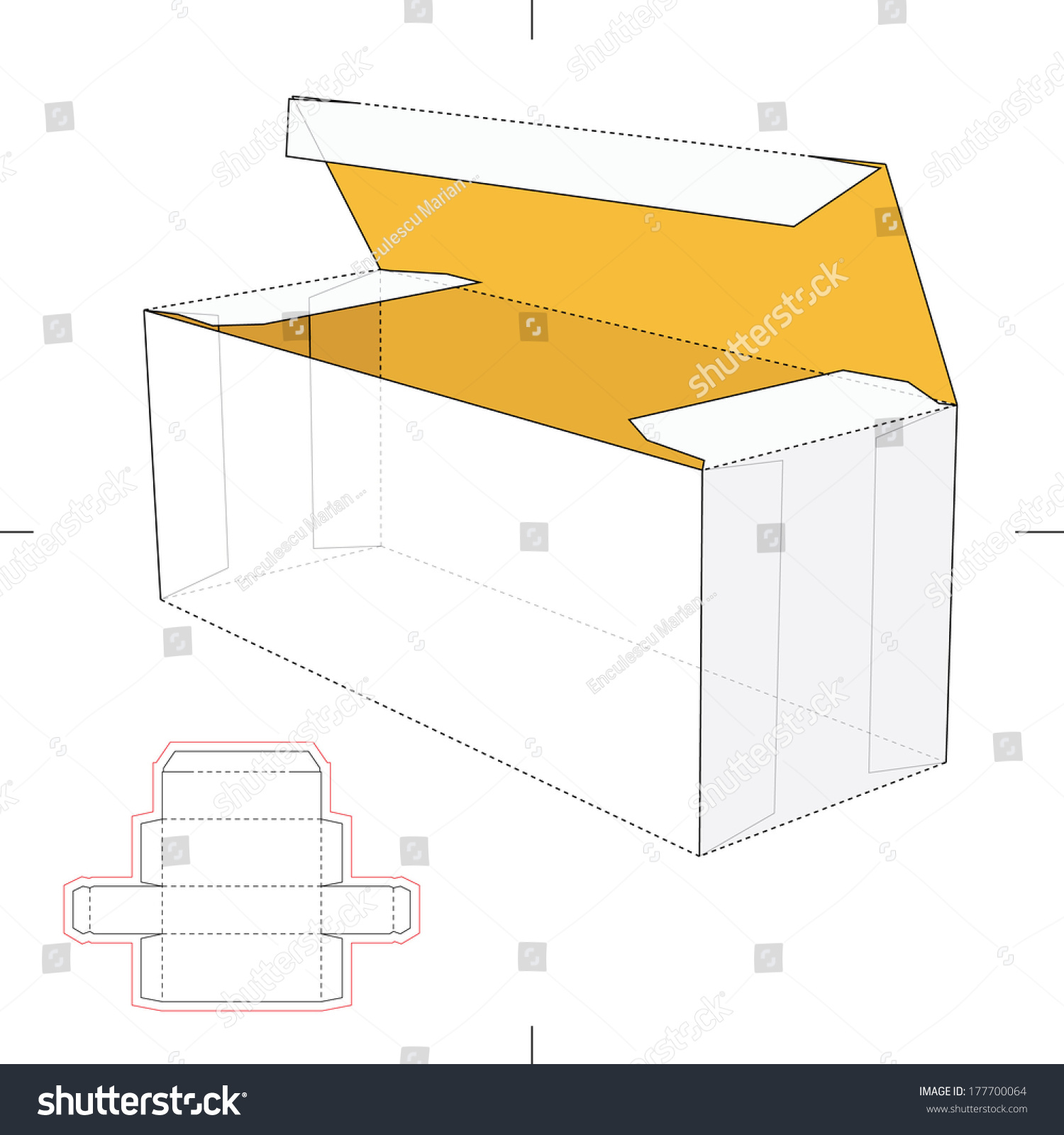 Long Box With Die-Cut Layout Stock Vector Illustration 177700064 ...