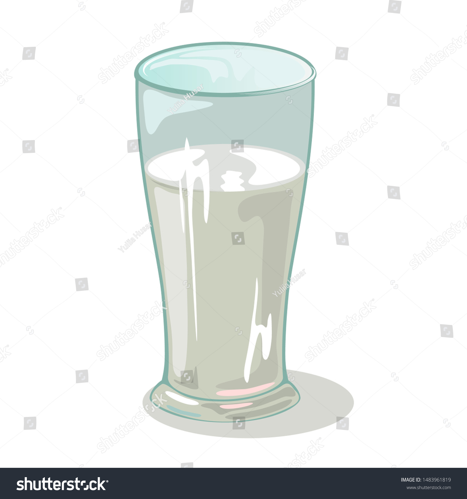 Long Faceted Glass Cup Water Drinking Stock Vector Royalty Free