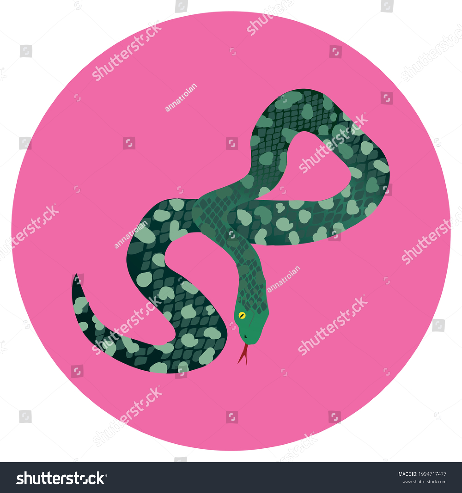 Long Green Snake Vector Illustration Stock Vector (Royalty Free ...