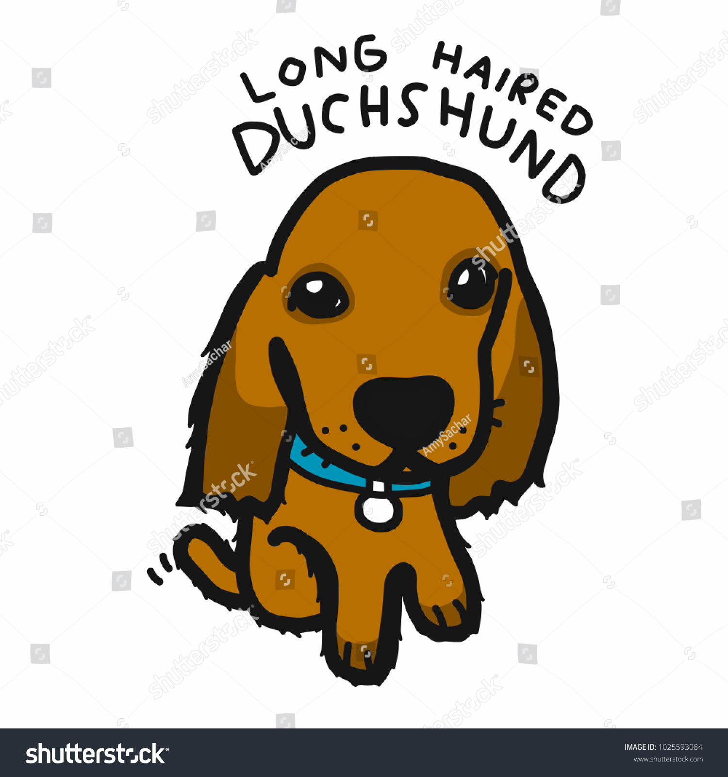 SVG of Long haired dachshund dog cartoon doodle style svg