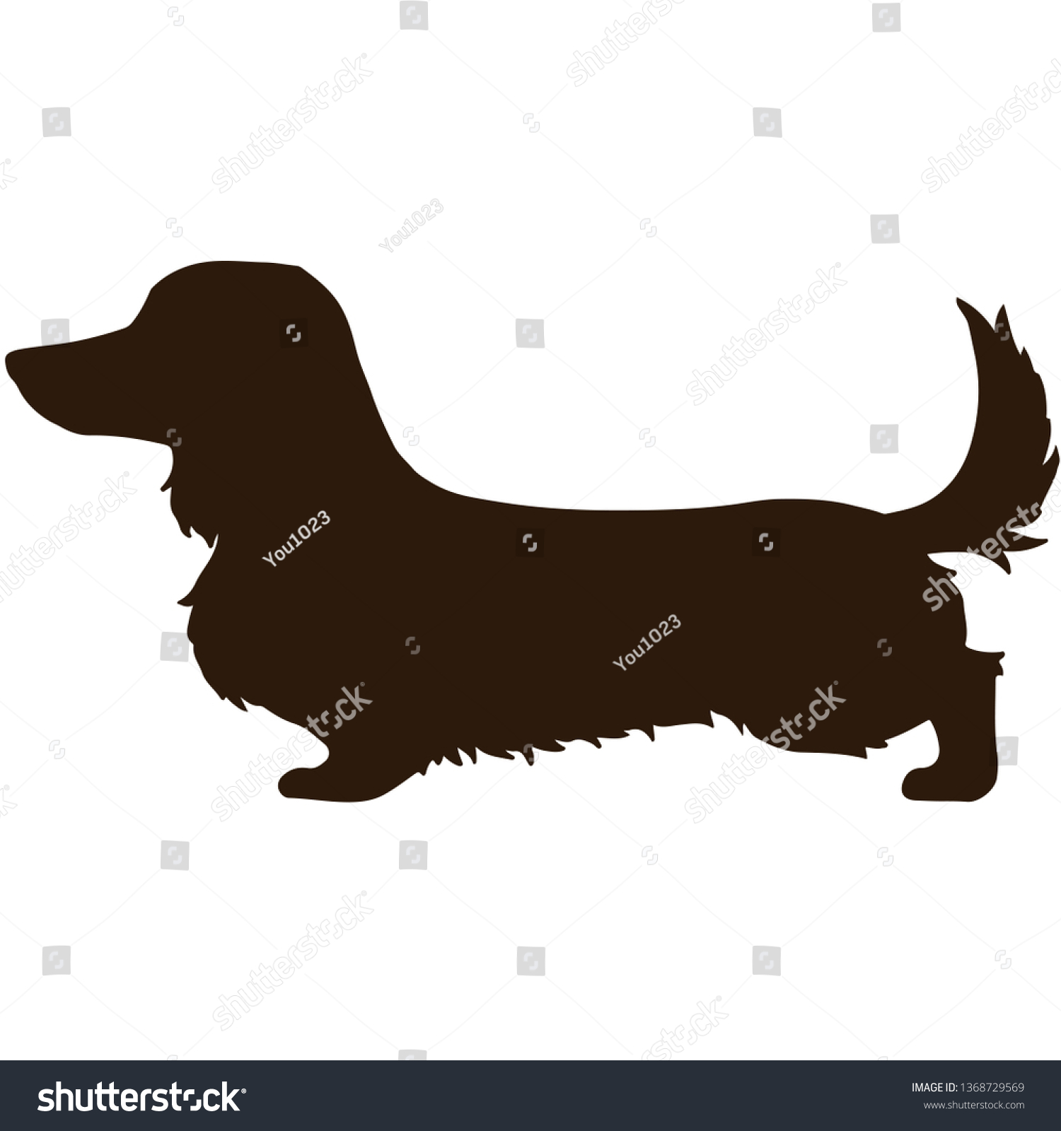 SVG of Long haired Dachshund side silhouette svg