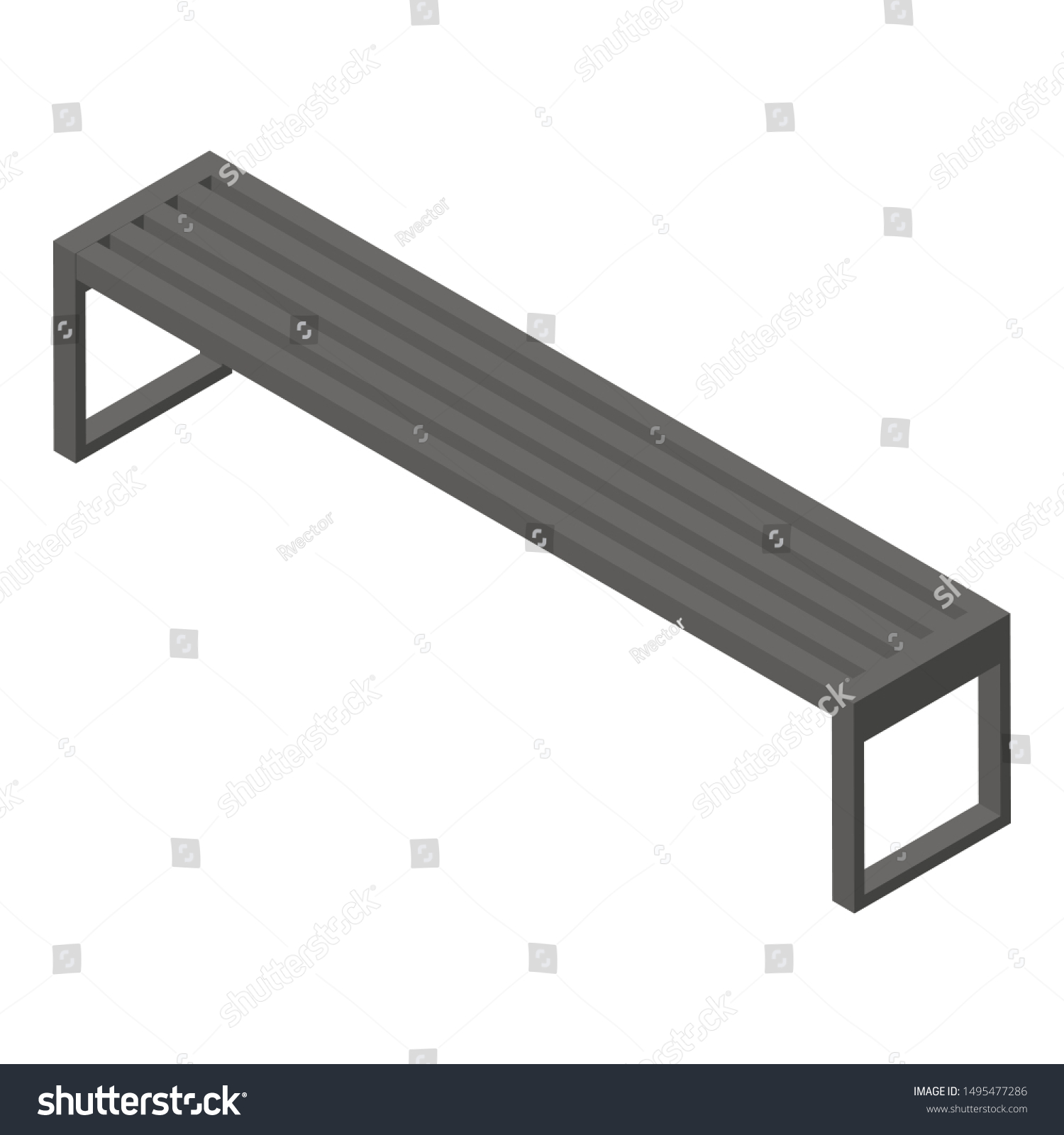 recommend clip art: Long park bench icon. Isometric of long park bench vector icon for web design isolated on white background
