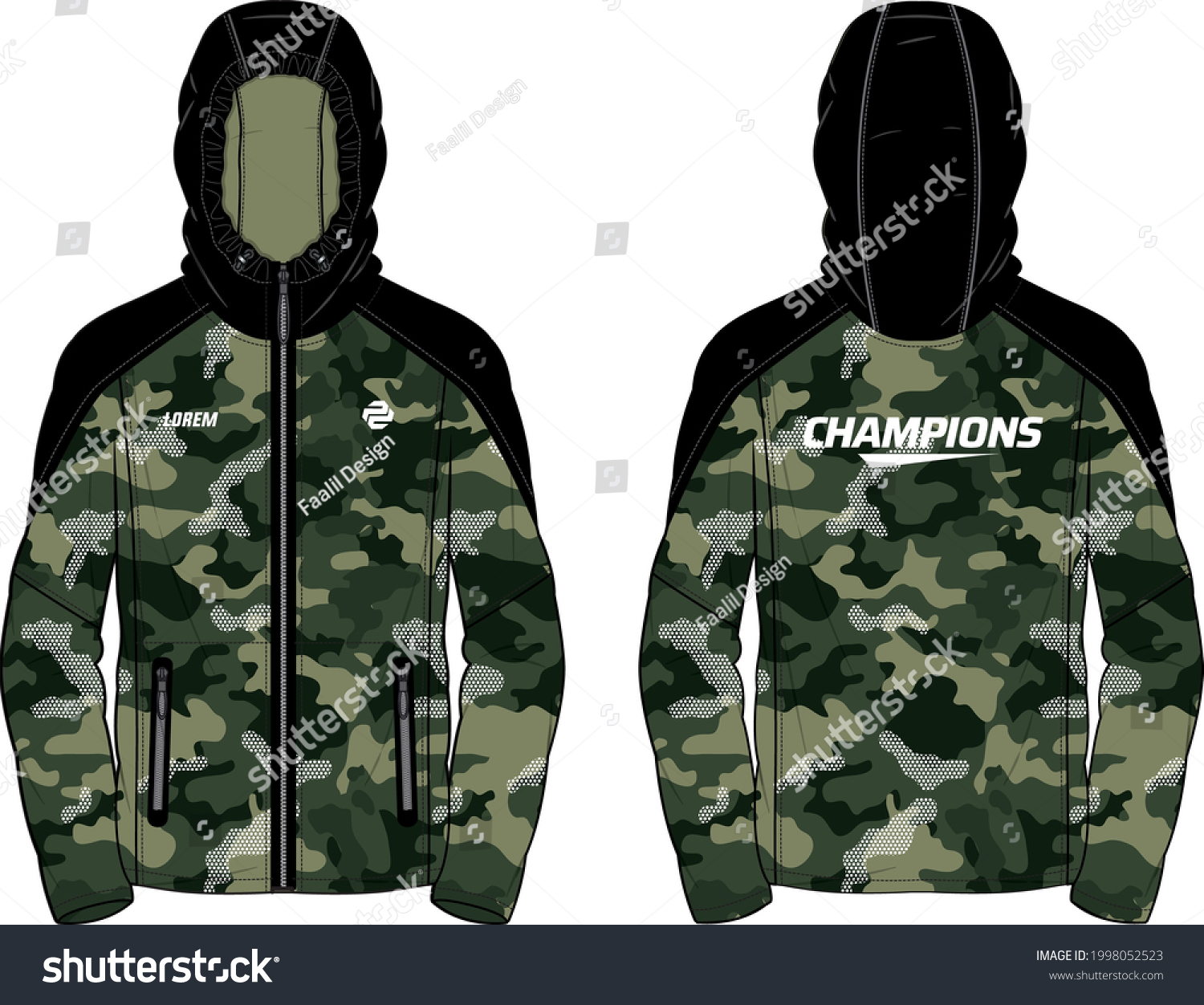 Long Sleeve Hoodie Jacket Design Camouflage Stock Vector (Royalty Free ...