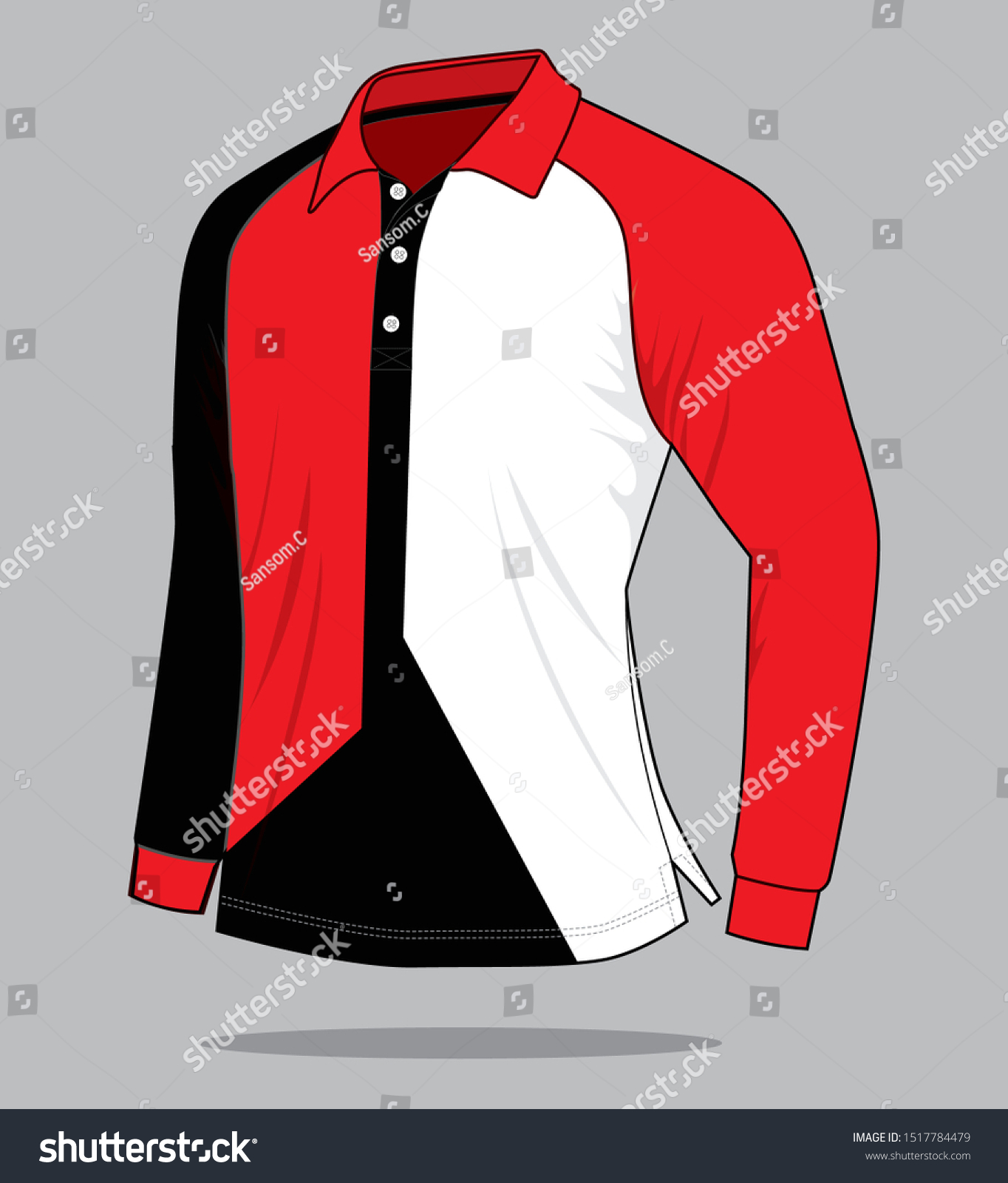 black and red polo long sleeve