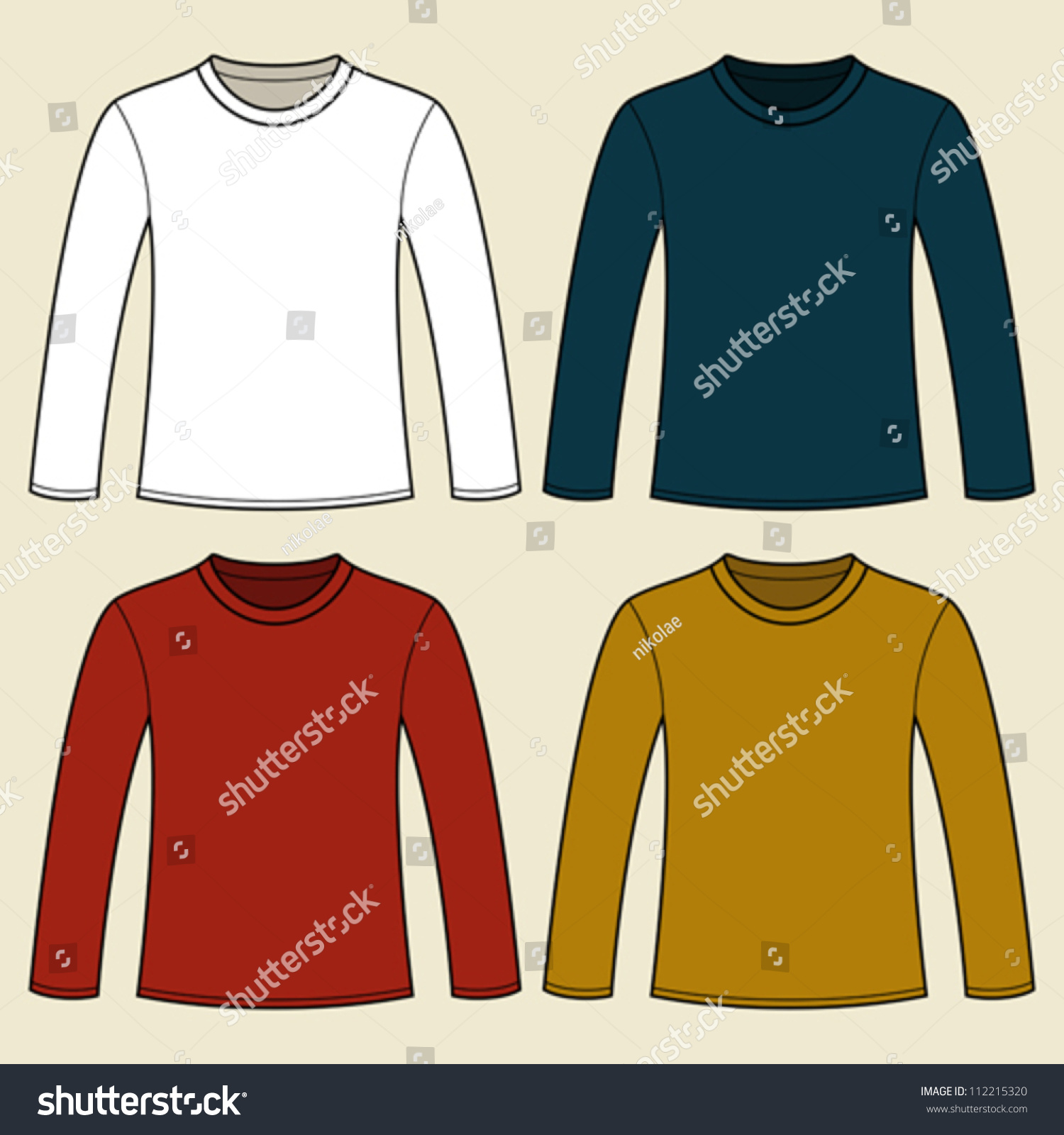 Long-Sleeved T-Shirt Template Stock Vector Illustration 112215320 ...