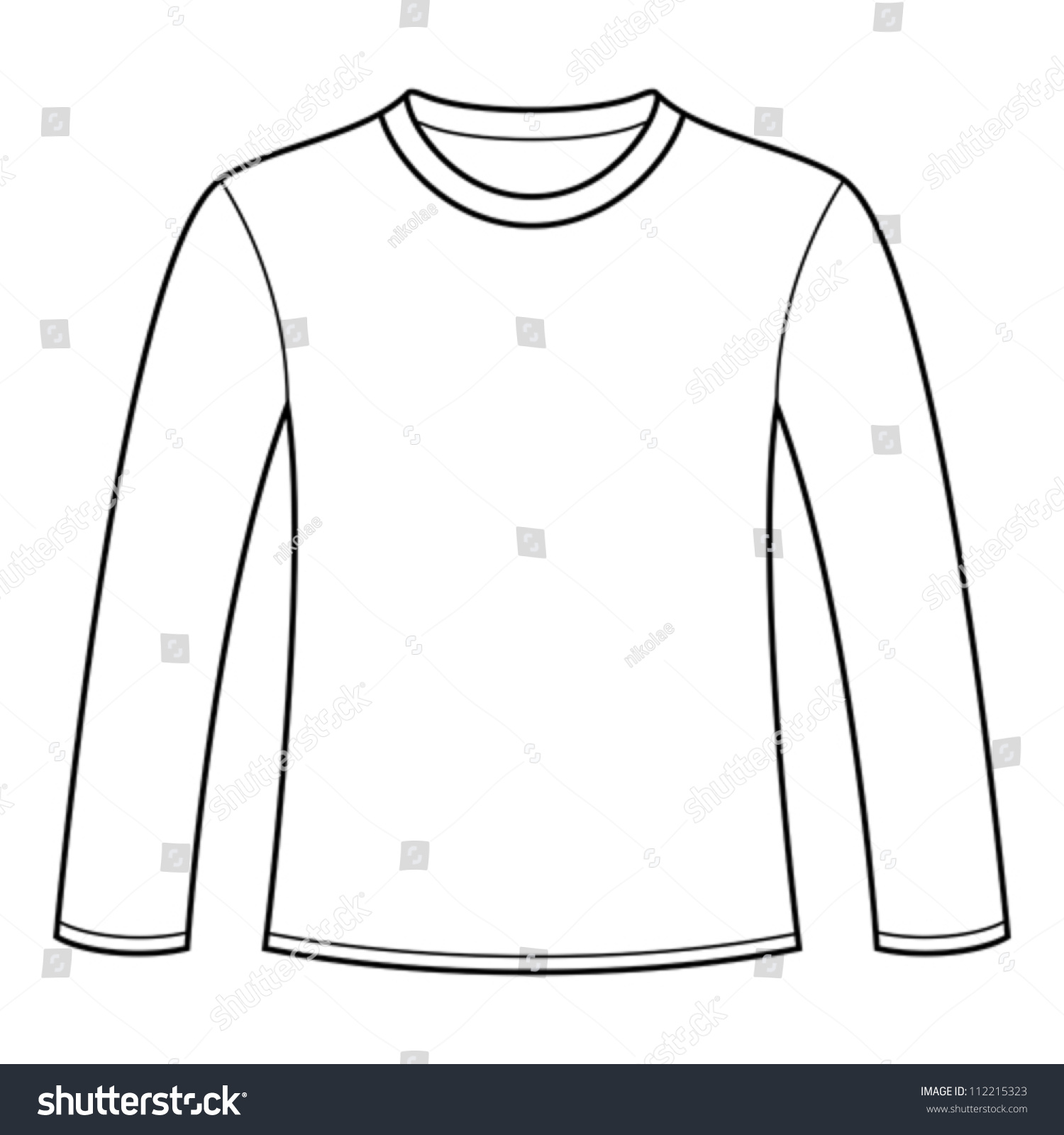 Long-Sleeved T-Shirt Template Stock Vector Illustration 112215323 ...
