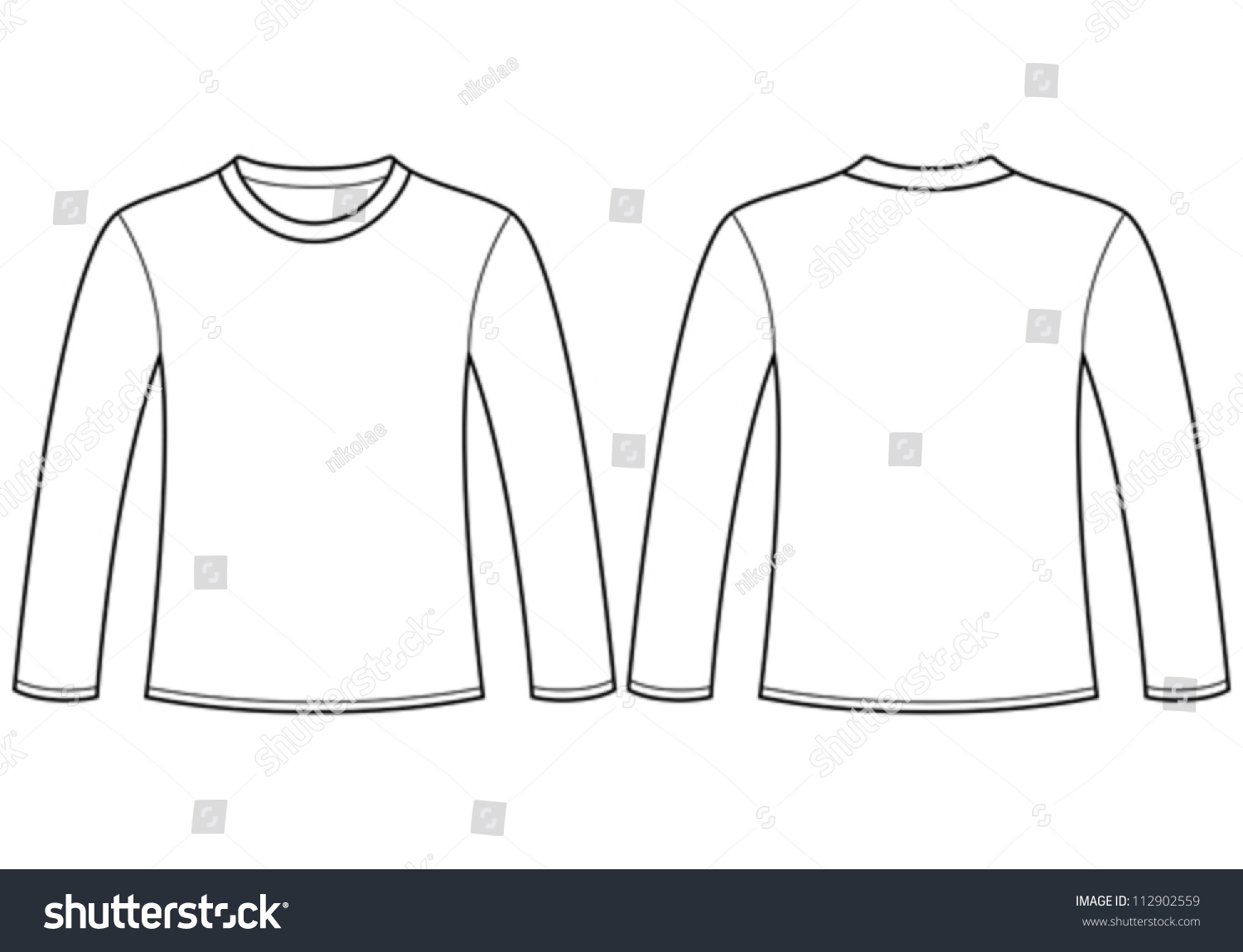Longsleeved Tshirt Template Stock Vector 112902559 - Shutterstock