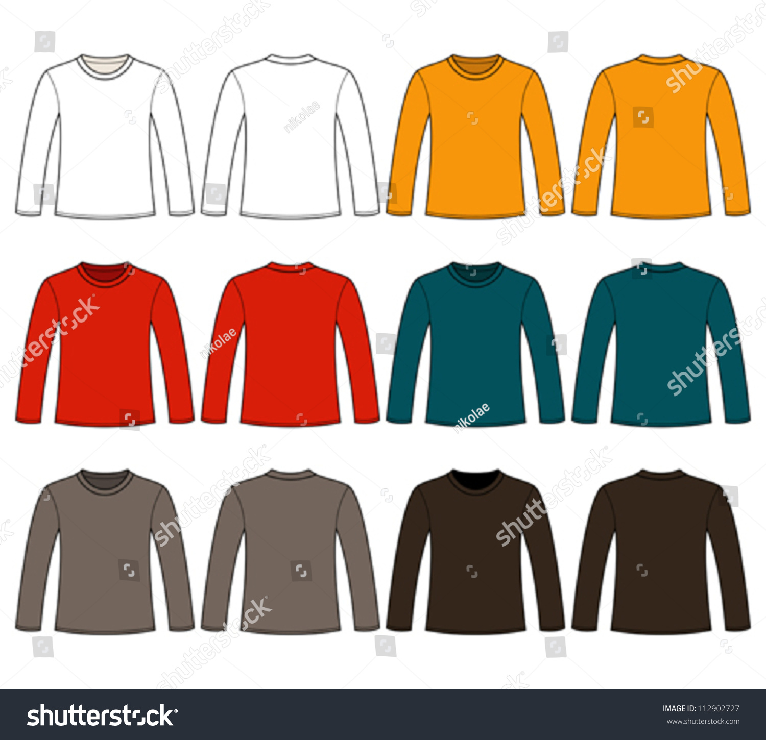 Long-Sleeved T-Shirt Template Stock Vector Illustration 112902727 ...