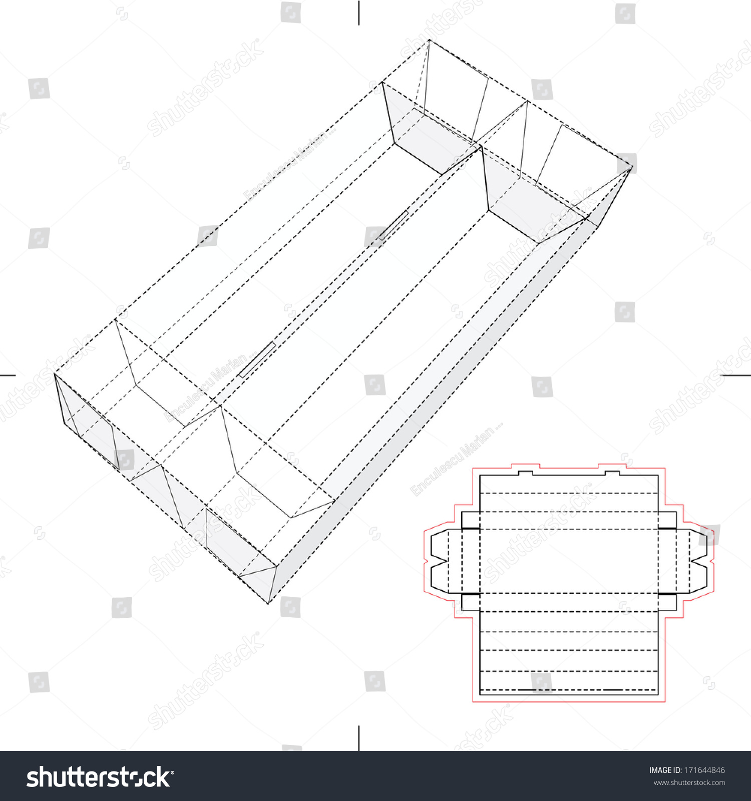 Long Tray Box Divider Blueprint Layout Stock Vector 171644846 ...