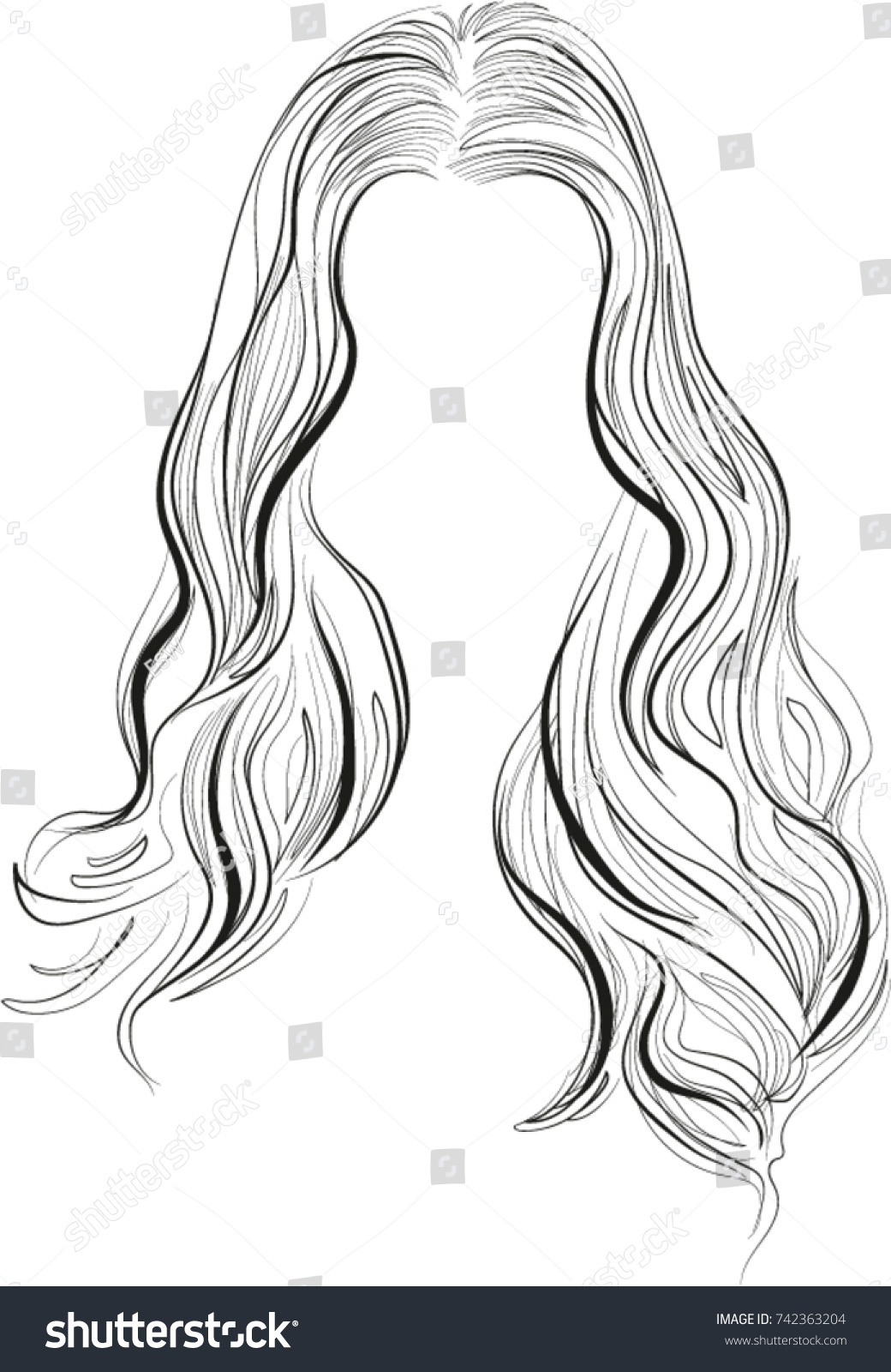 Long Wavy Hair Vector Hairstyle Icon Stock Vector (Royalty Free) 742363204