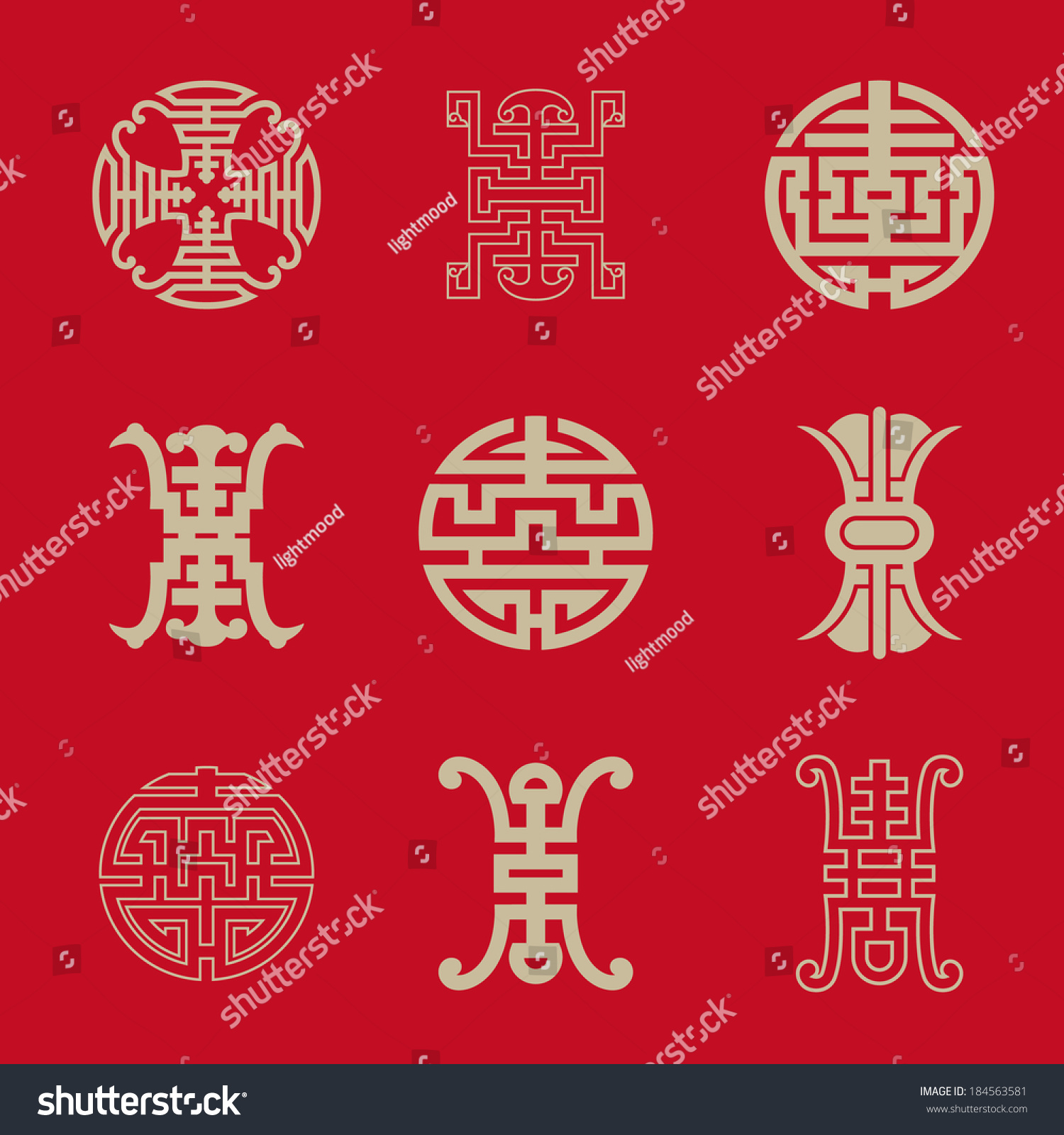 Longevity Symbols Collectionsymbols This Vector Chinese Stock Vector ...