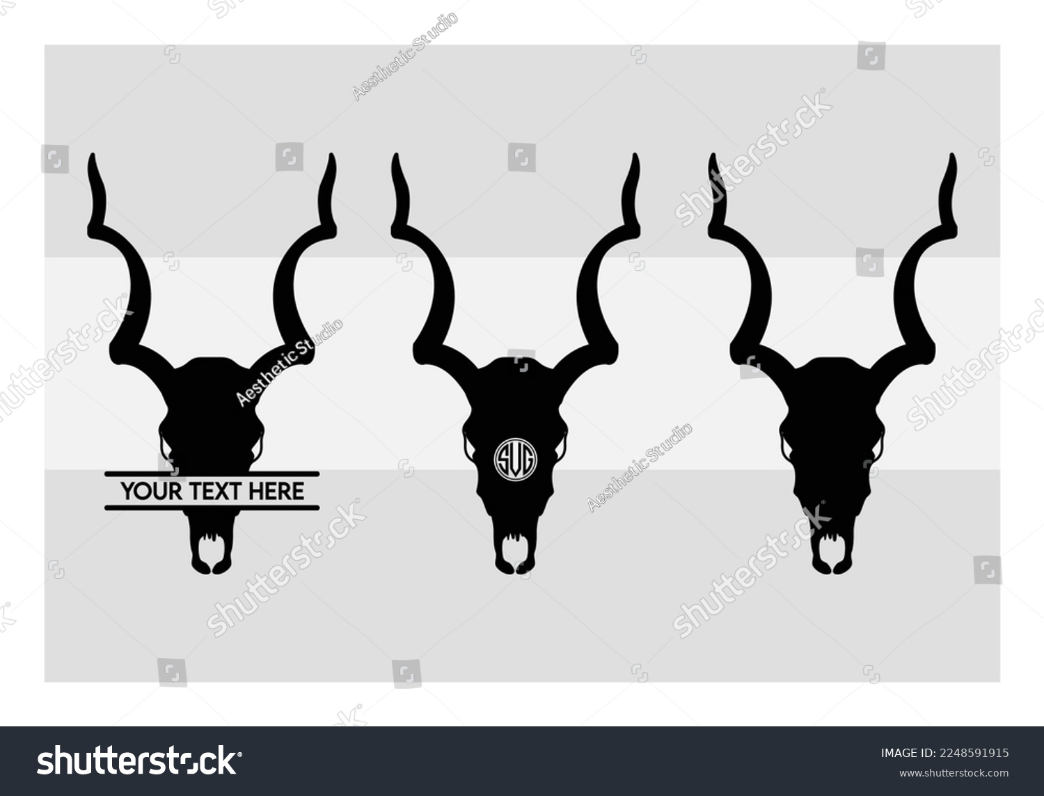 SVG of Longhorn Head Skull SVG, Longhorn Head Monogram, Cow Skull, Clipart, Bull Skull, Silhouette, Vector, Monogram svg