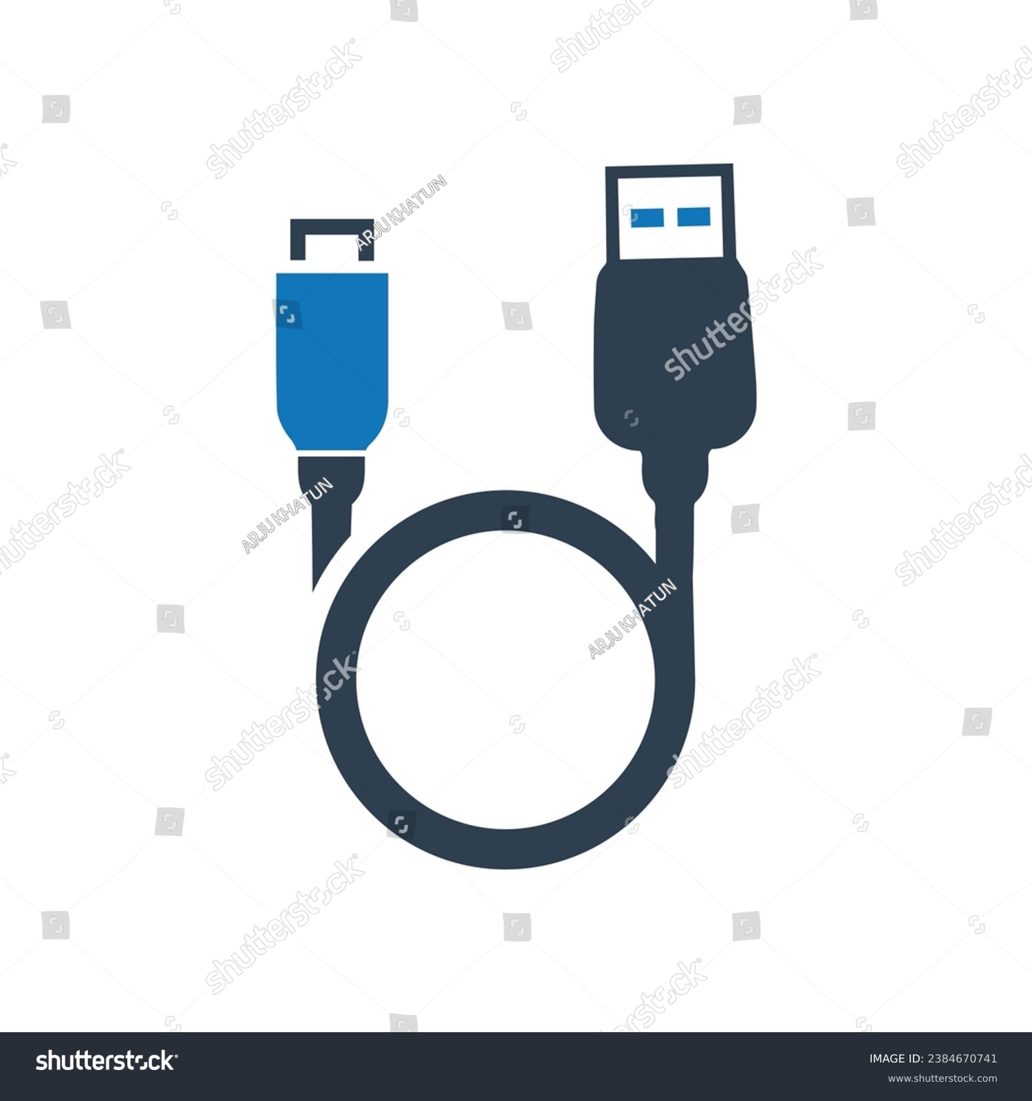 blue and black usb cable graphic clip art preview
