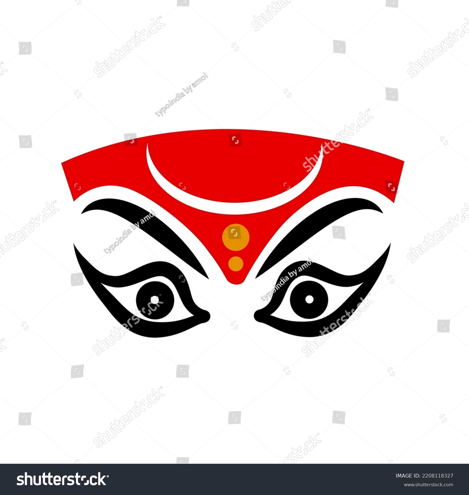 SVG of Lord durga face icon. Shakti eyes symbol. svg