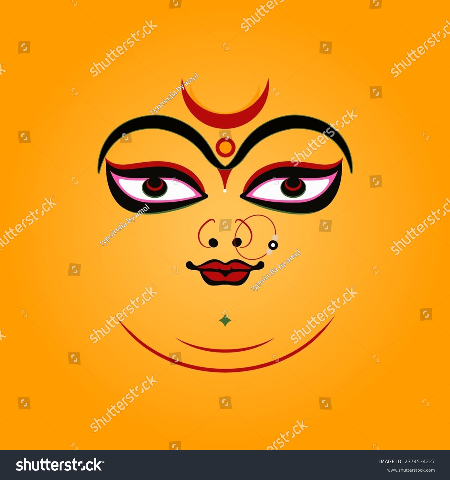 SVG of Lord Durga's happy face vector illustration. svg