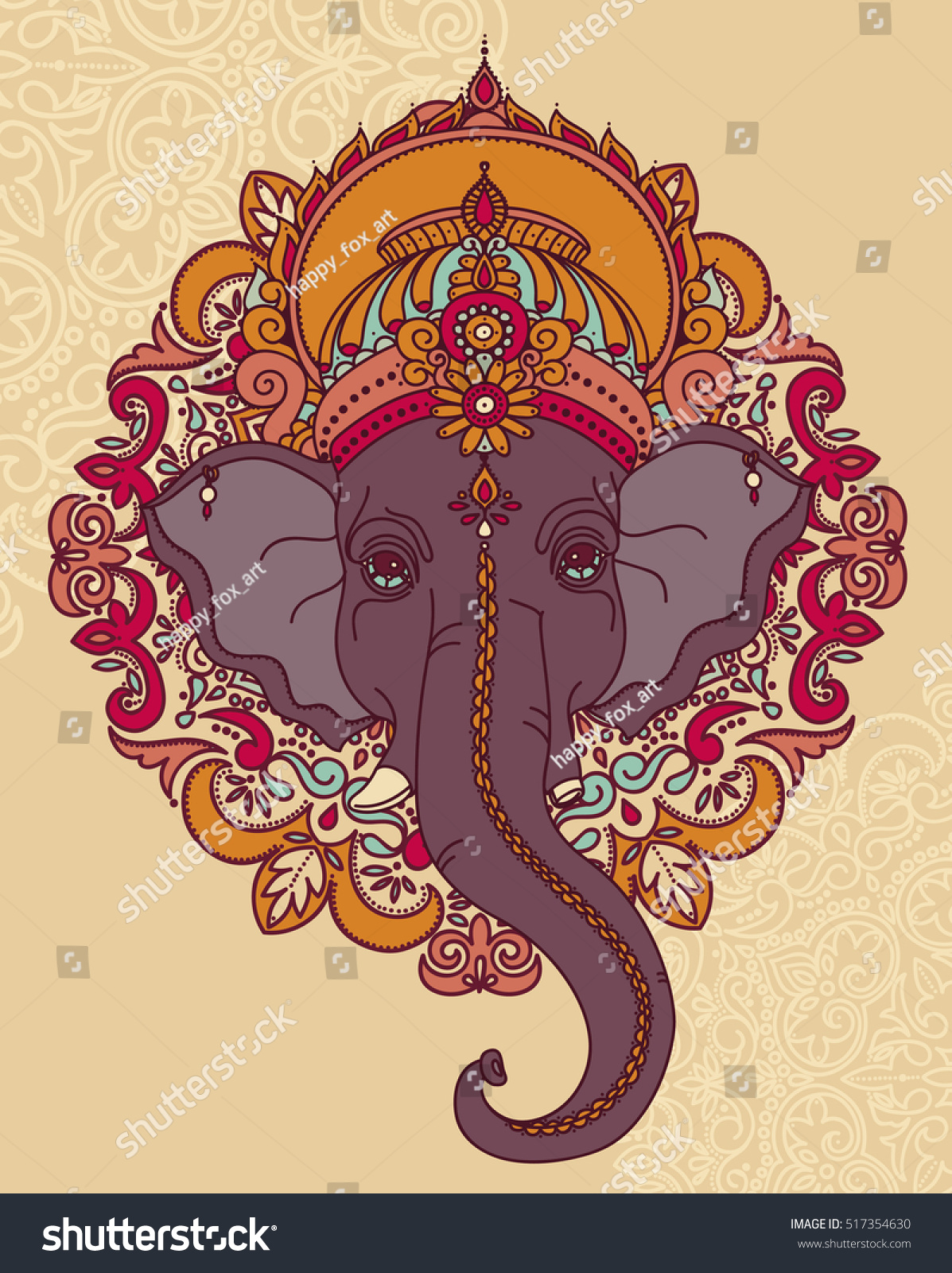 Lord Ganesha Can Be Used Card Stock Vector (Royalty Free) 517354630 ...