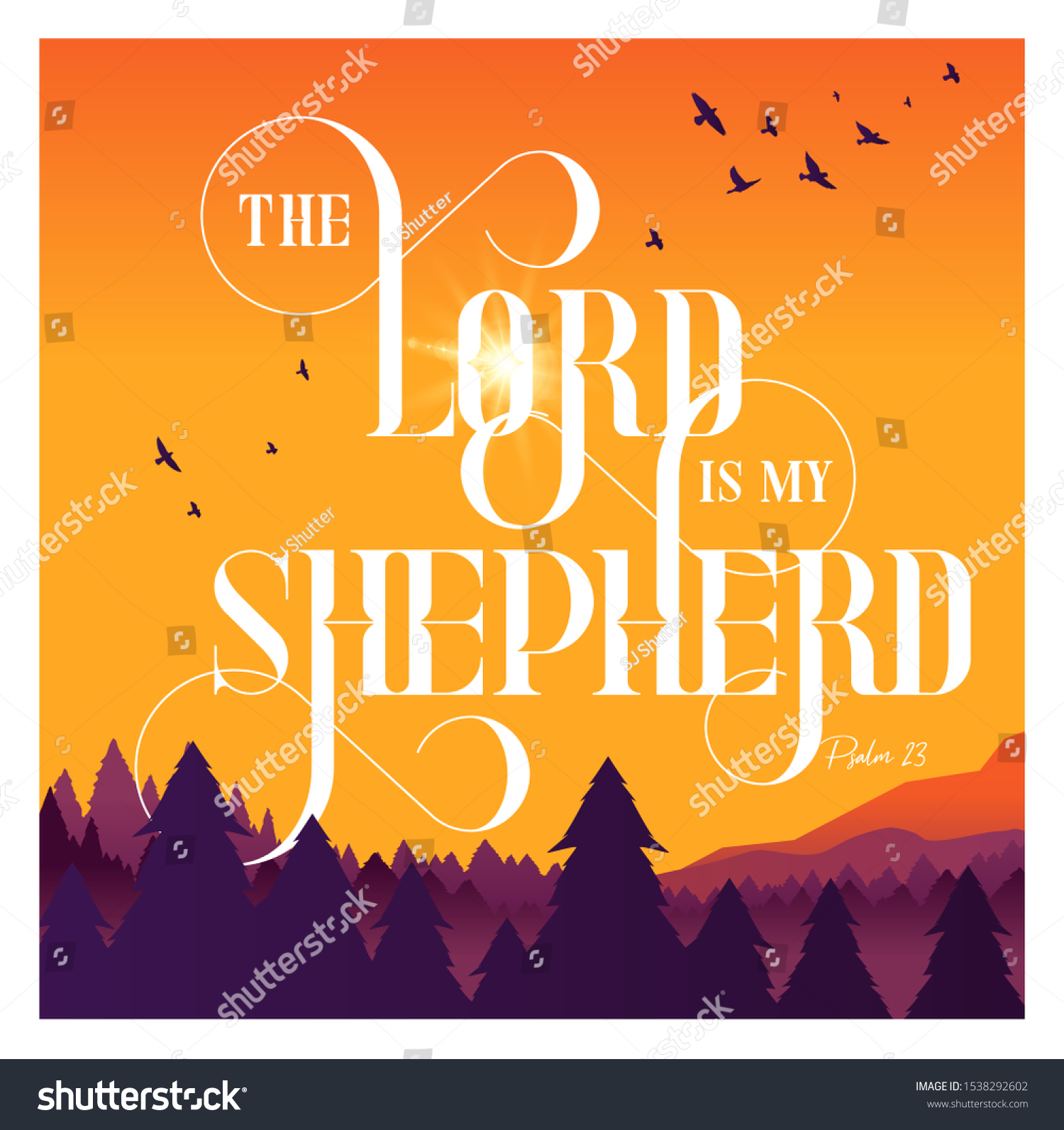 Lord My Shepherd Psalm 23 Illustration Stock Vector (Royalty Free ...