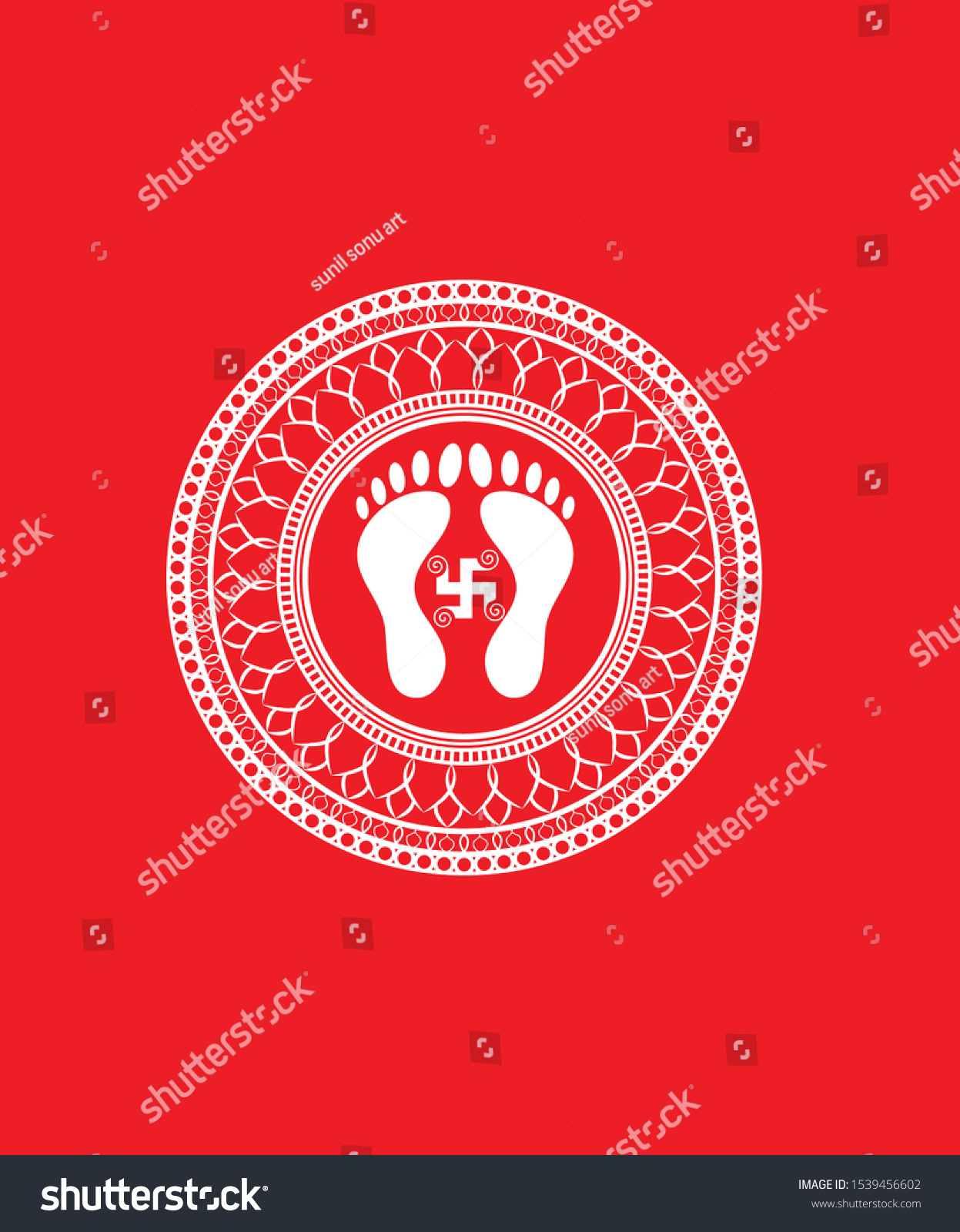 Lord Laxmi Foot Print Graphic Design Stock Vector (Royalty Free) 1539456602