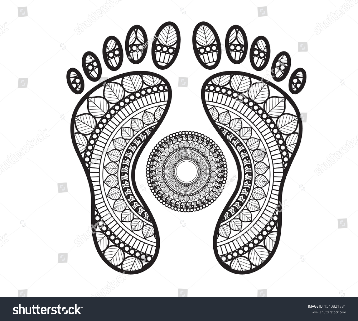 Lord Laxmi Foot Zentangle Vector Graphic Stock Vector (Royalty Free ...
