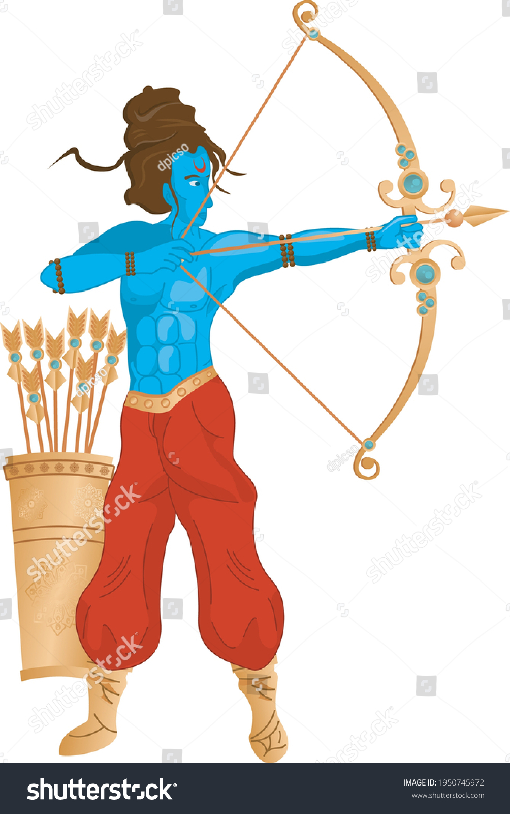 Lord Rama Cartoon Arrow Bow Isolated Stock Vector (Royalty Free ...