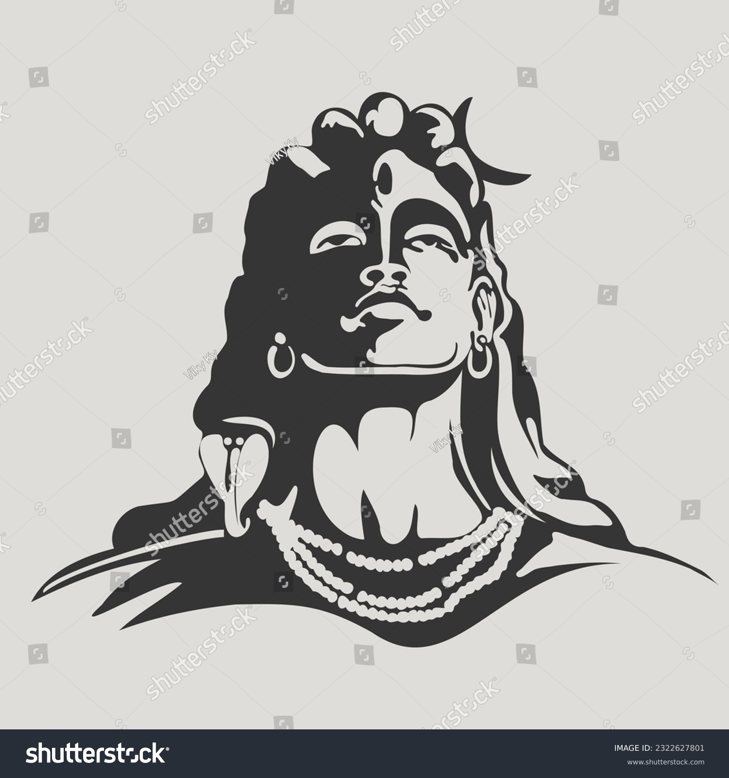 SVG of lord shiva digital vector wall sticker isolated on gray background   svg