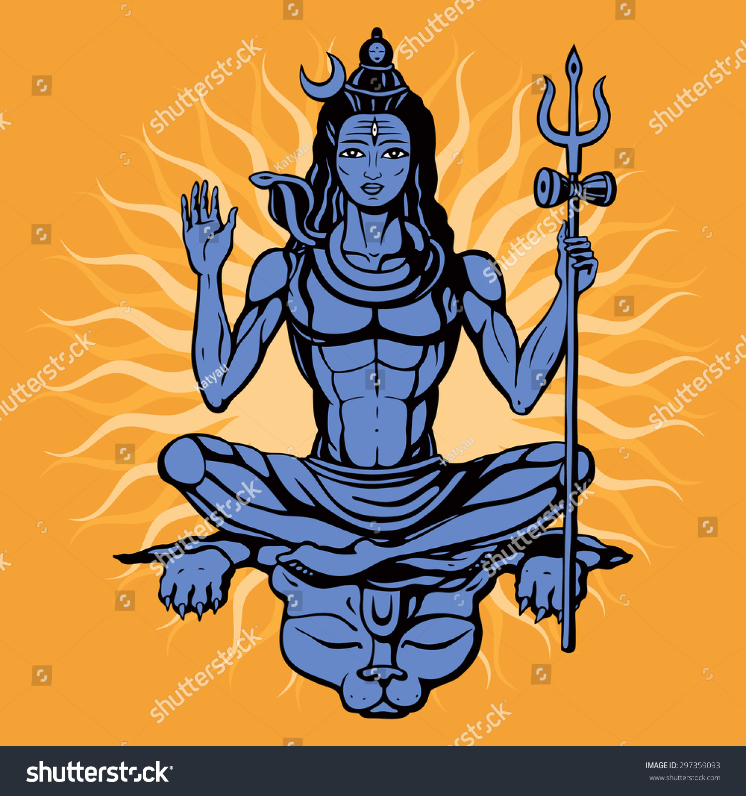 Lord Shiva Hindu God Vector Illustration Stock Vector 297359093 ...