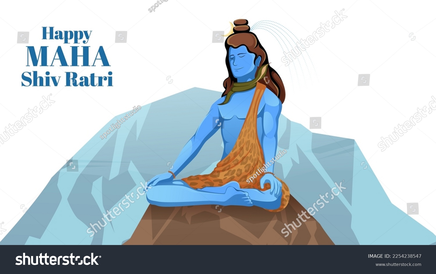 SVG of Lord shiva in meditation pose, Happy Maha Shivratri vector illustration. svg
