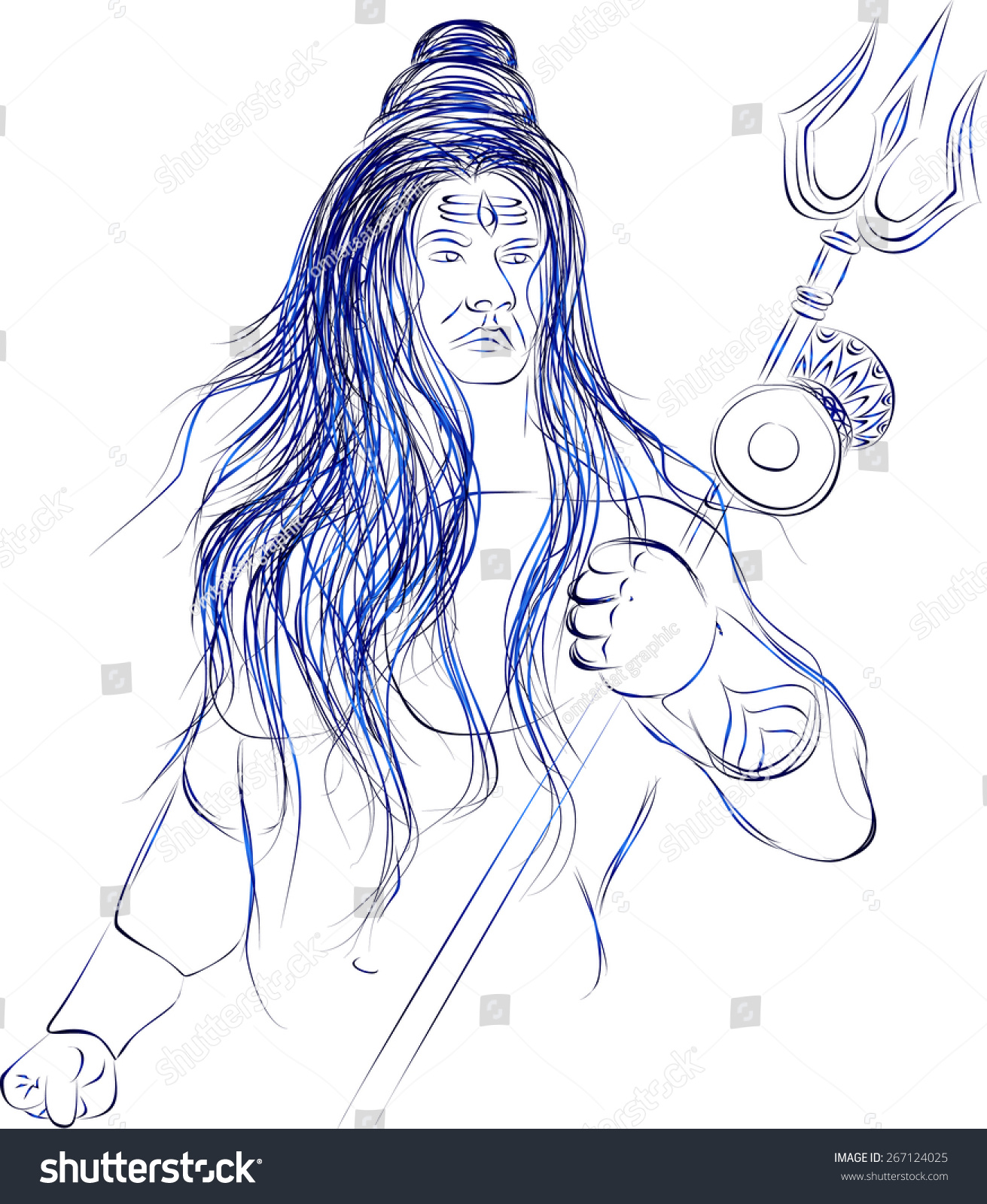 Lord Shiva Line Art Stock Vector 267124025 - Shutterstock