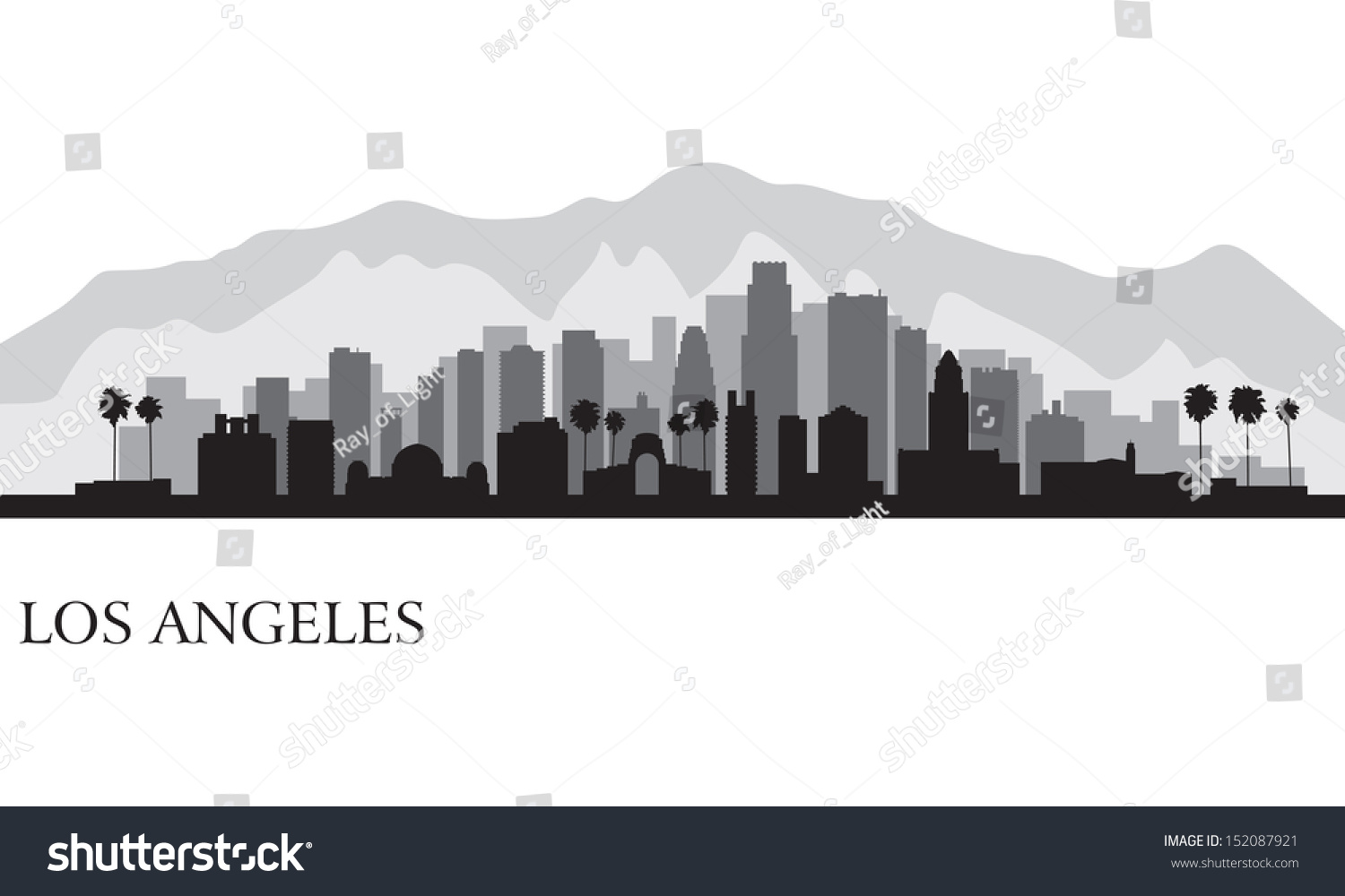 Los Angeles City Skyline Detailed Silhouette Stock Vector (Royalty Free ...