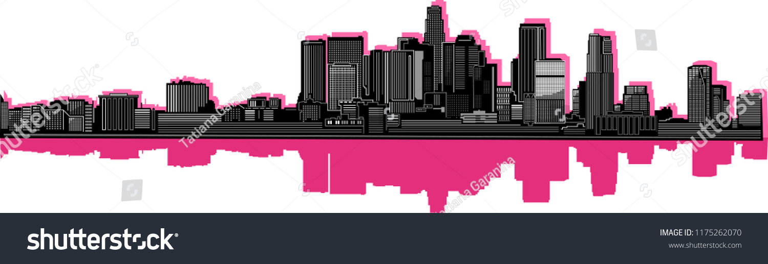 Los Angeles City Skyline Detailed Vector Stock Vector (Royalty Free ...