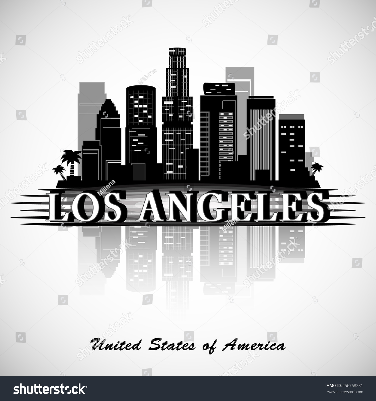 Los Angeles City Skyline. Typographic Design Stock Vector Illustration ...