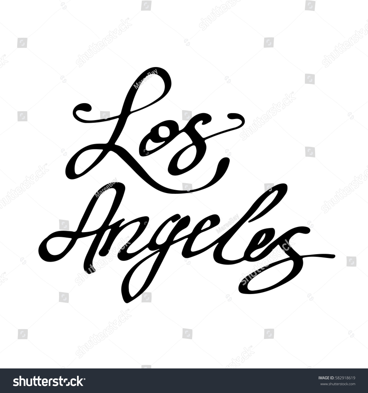 Los Angeles Hand Drawn Lettering Modern Stock Vector (Royalty Free ...