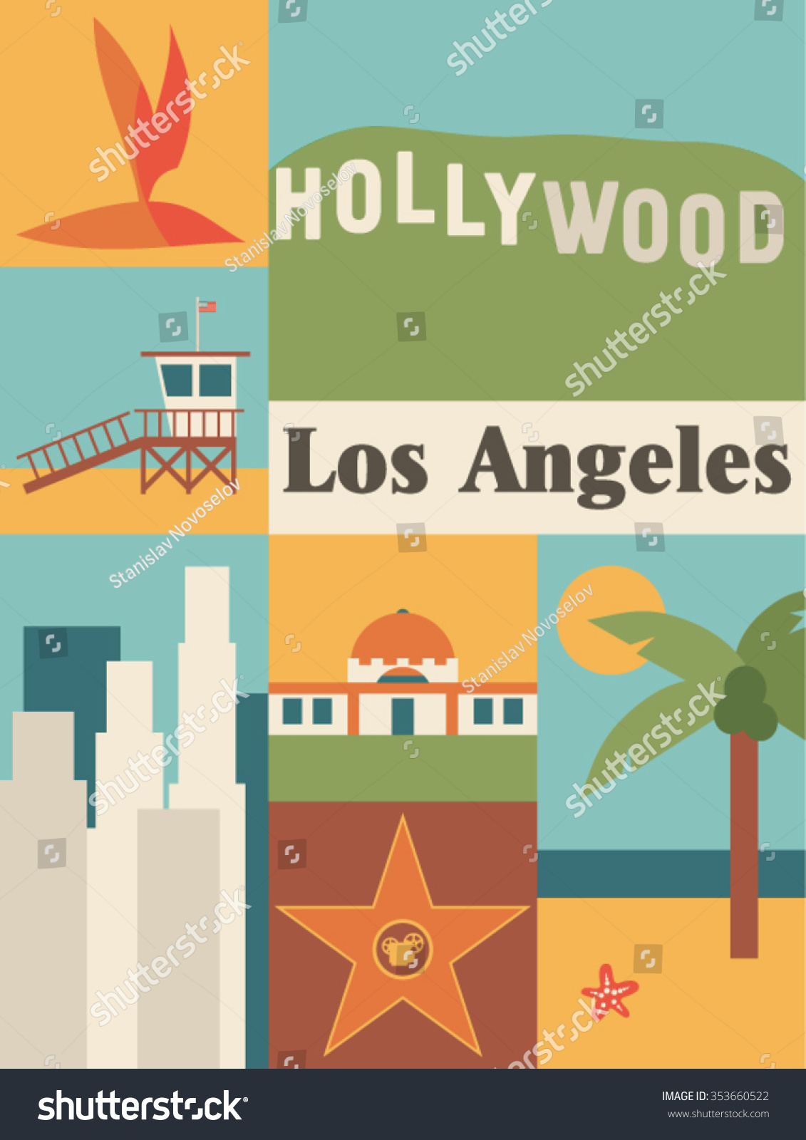 Los Angeles Icon Set Stock-vektorgrafik 353660522 - Shutterstock