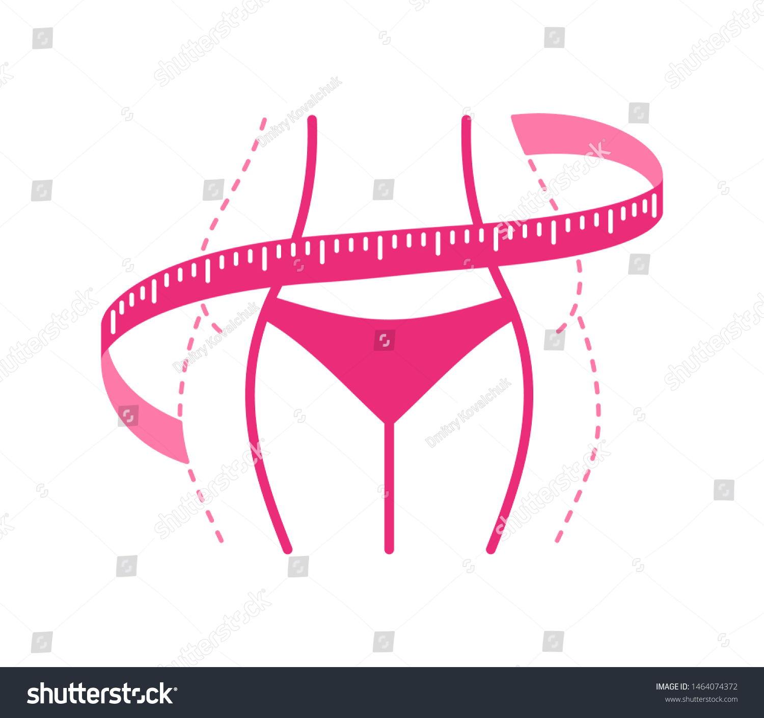 SVG of Losing weight icon or logo - fat woman  body in dashed line and slim figure in main color with tape measure entwined around - conceptual vector illustration svg