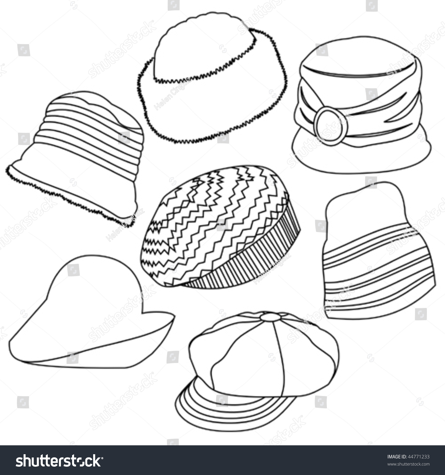 Lots Of Hats Line Style Set 03 Stock Vector Illustration 44771233 ...