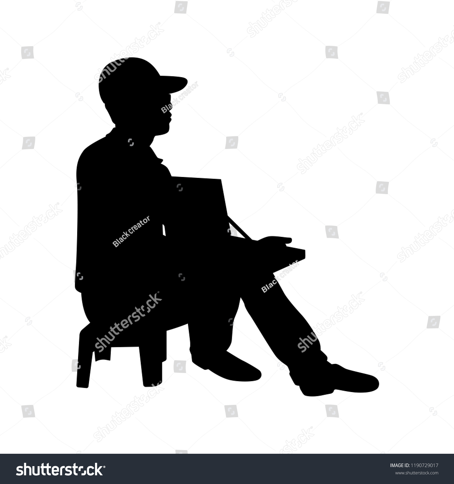 Lottery Seller Silhouette Vector Asian People Stock Vector (Royalty ...