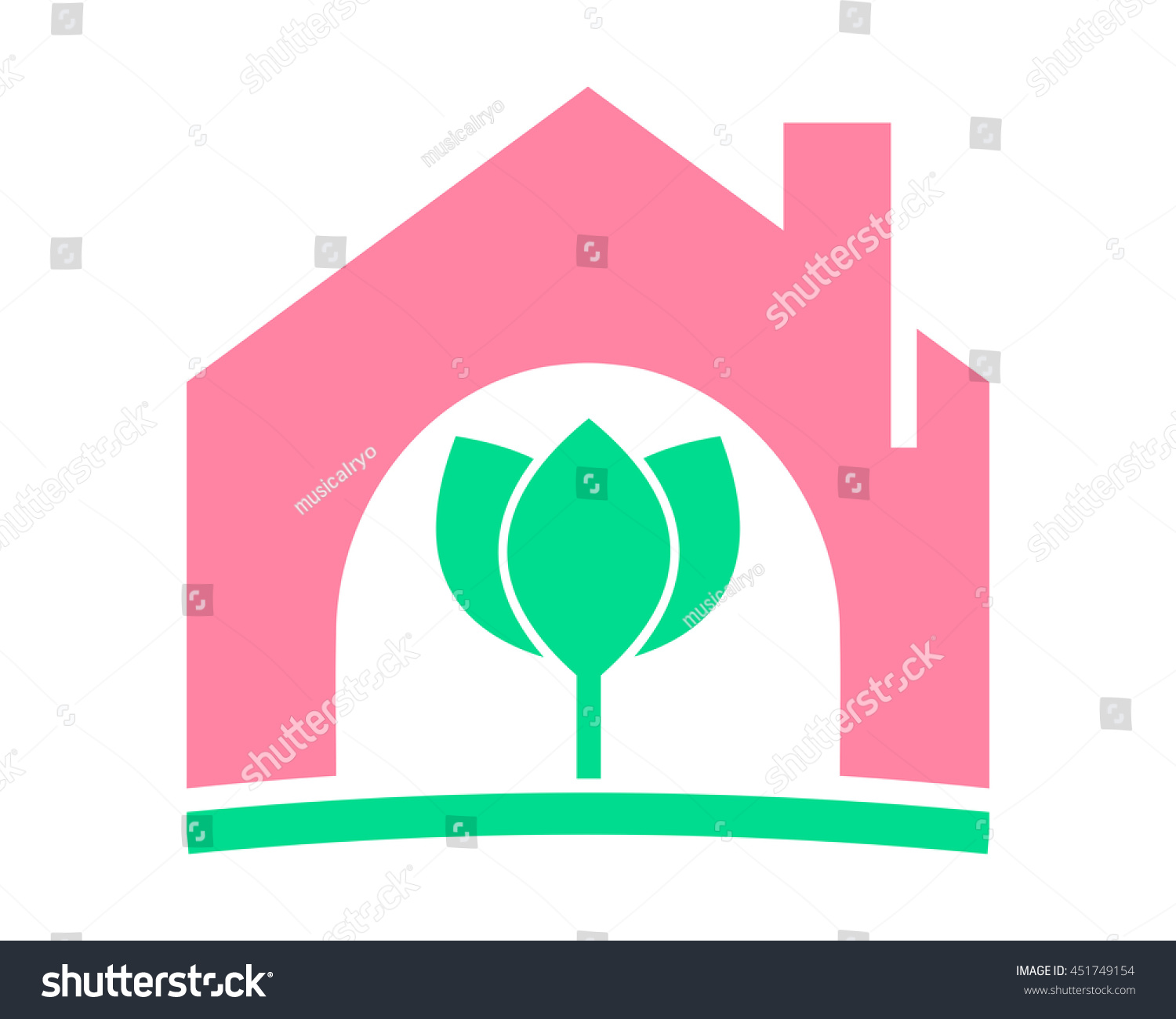 Lotus House Home Plant Flower Flora Stock Vector Royalty Free