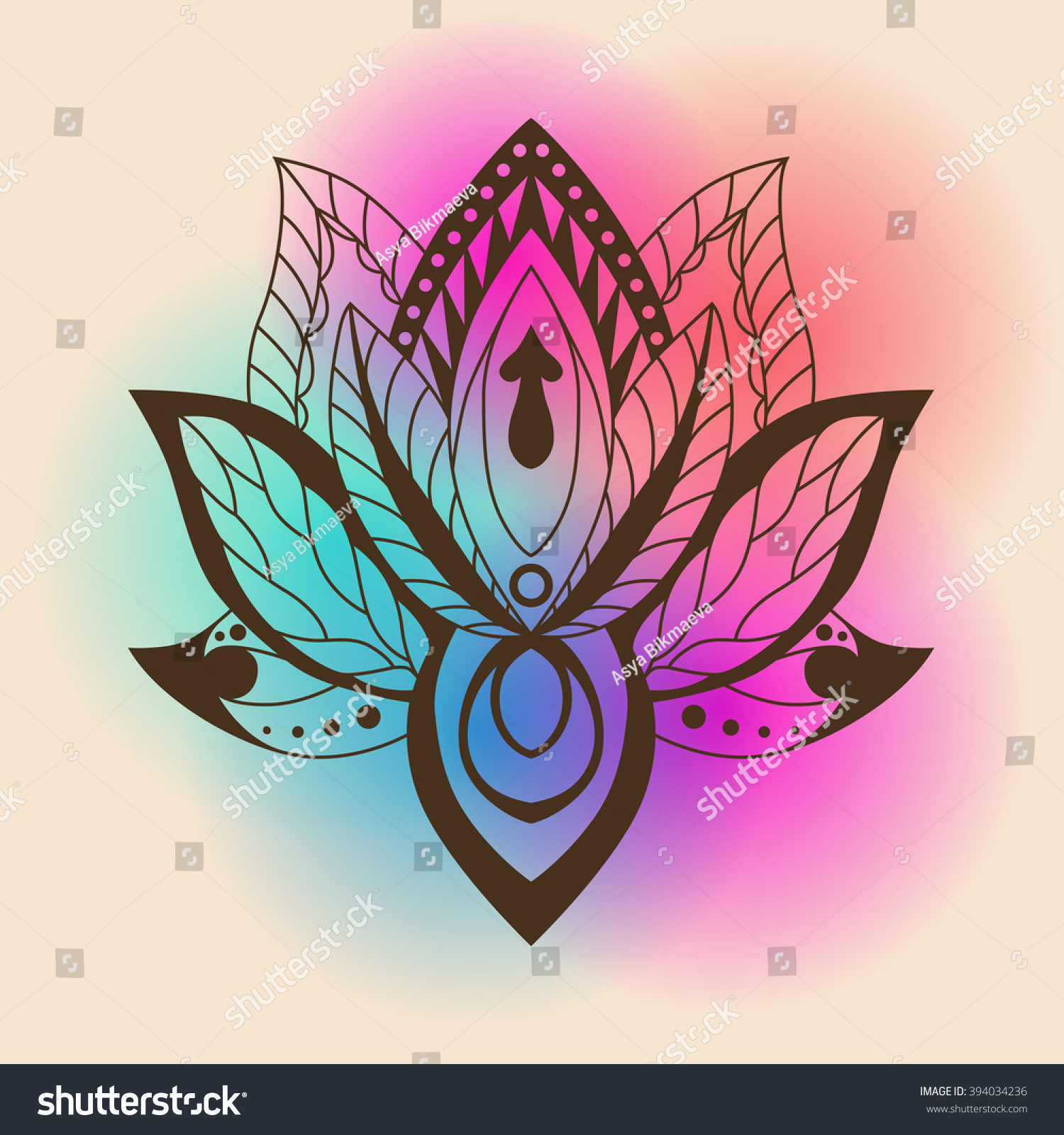 Download Lotus Mandala On Bright Background Vector Stock Vector ...