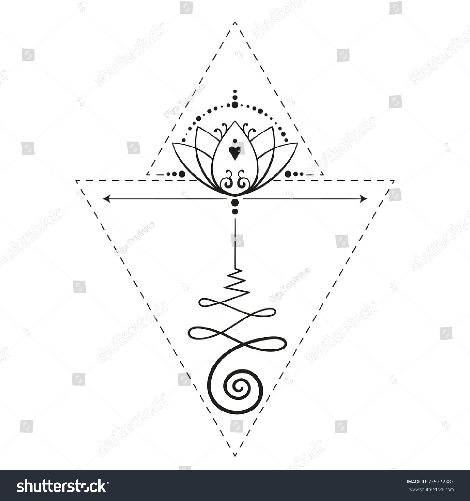 lotus tattoo unalome sacred geometry symbol stock vector 735222883 lotus tattoo unalome sacred geometry symbol stock vector 735222883