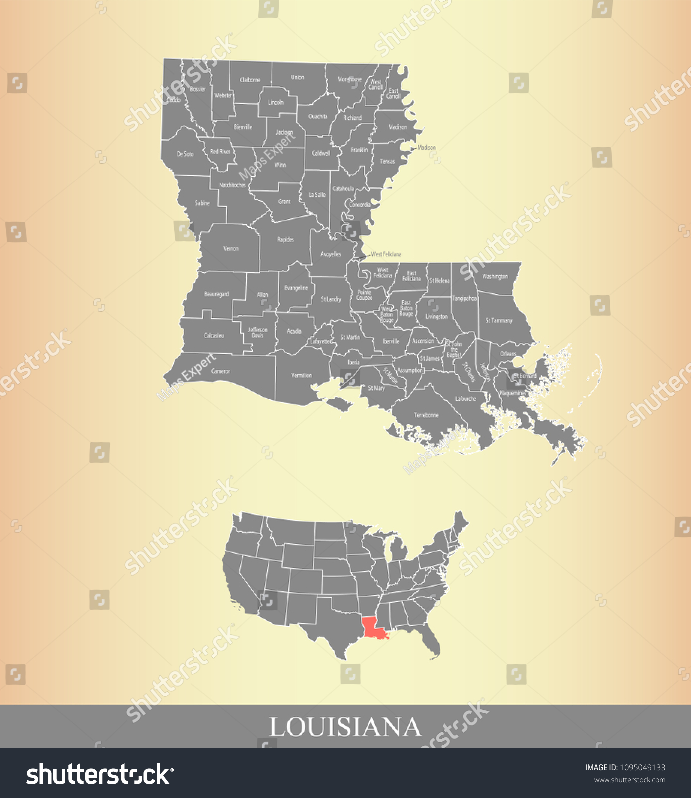 49 Sabine Parish Images Stock Photos Vectors Shutterstock   Stock Vector Louisiana County Map With Names Louisiana State Of Usa Map Vector Outline 1095049133 