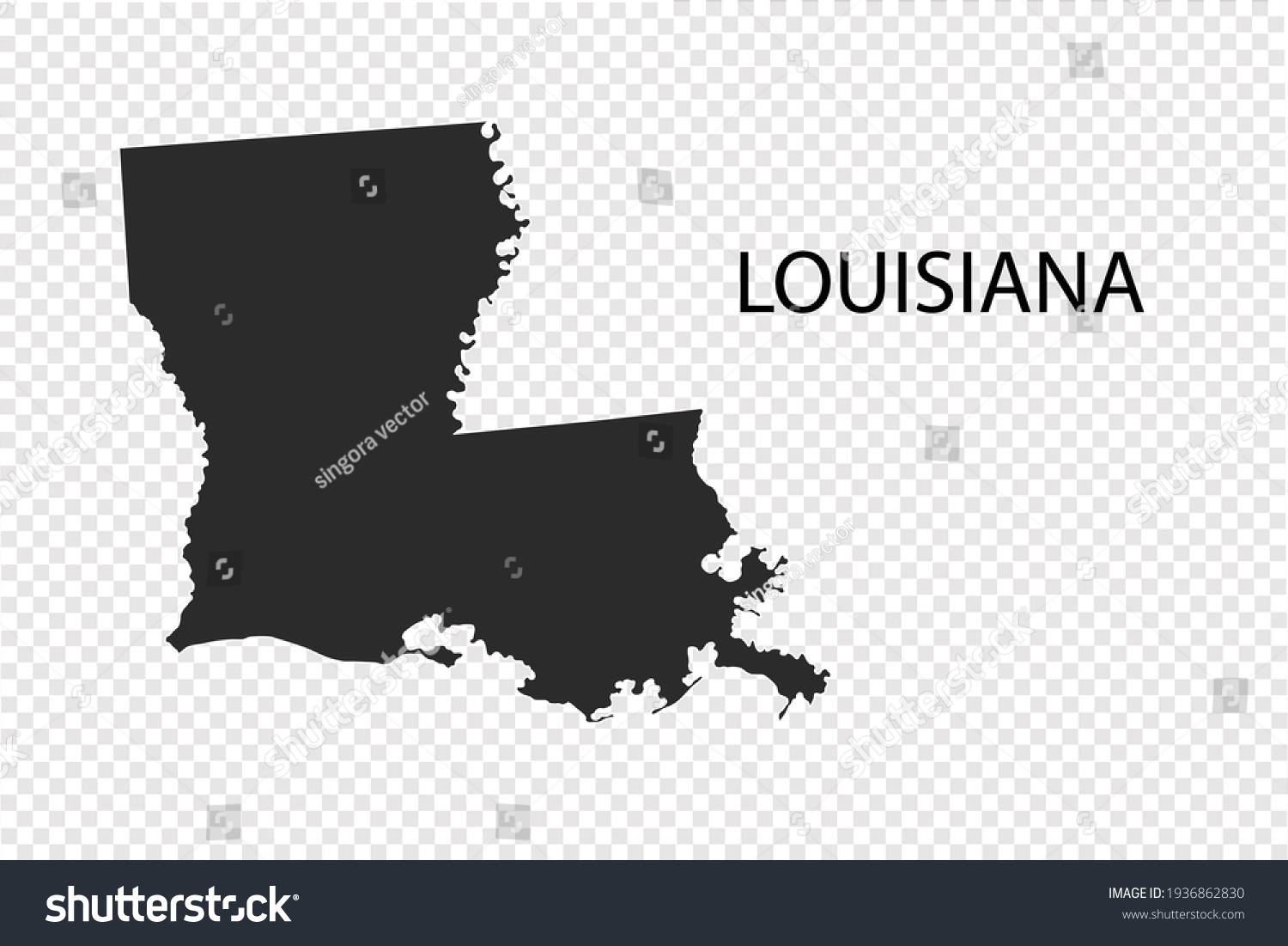 Louisiana Map Vector Black Color Isolated Stock Vector (Royalty Free ...