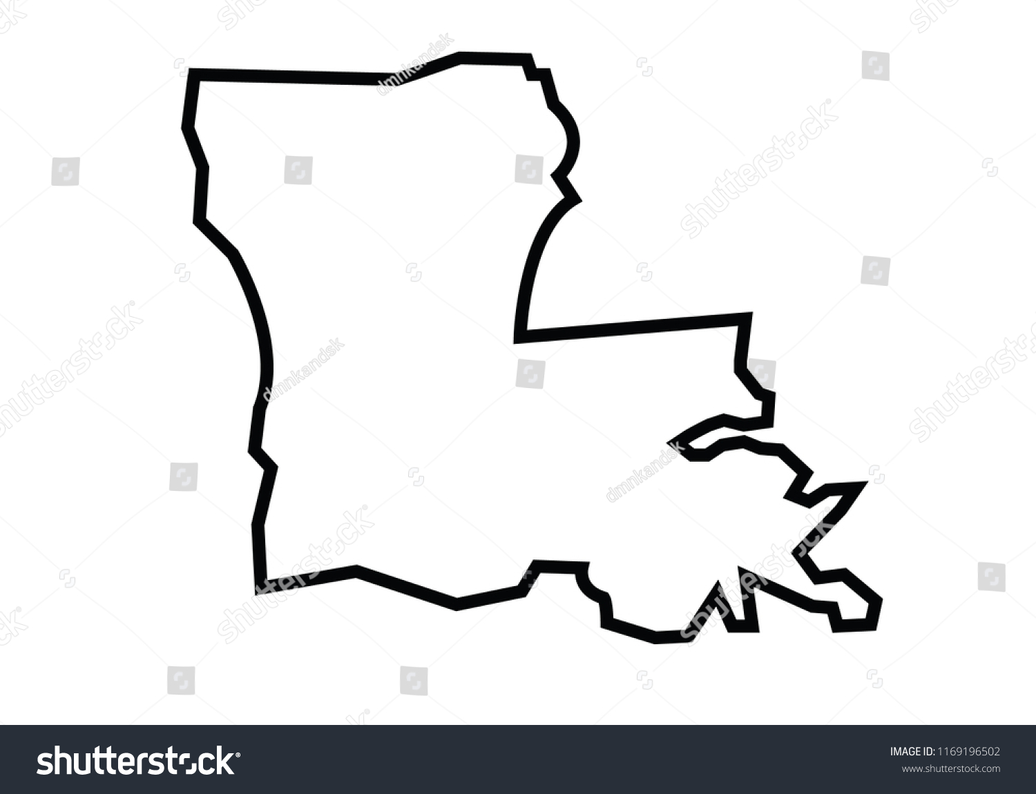 Louisiana Outline Map State Shape United Stock Vector (Royalty Free ...