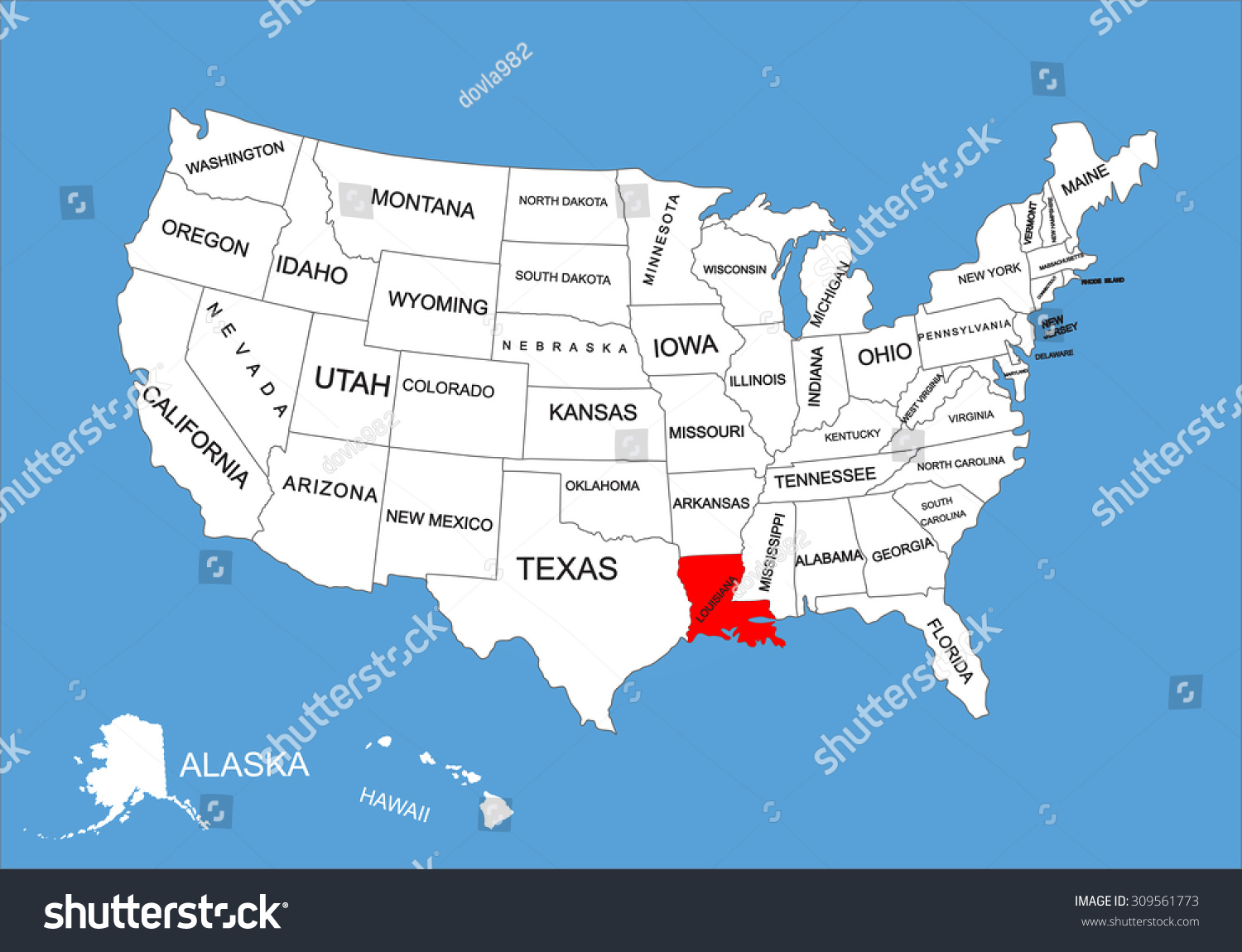 Louisiana State Usa Vector Map Isolated Stock Vector Royalty Free