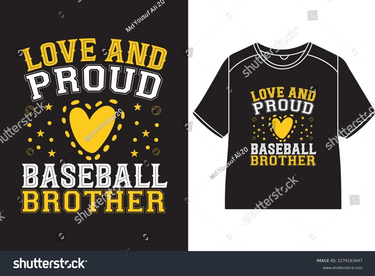 SVG of Love and proud baseball brother T-Shirt Design svg
