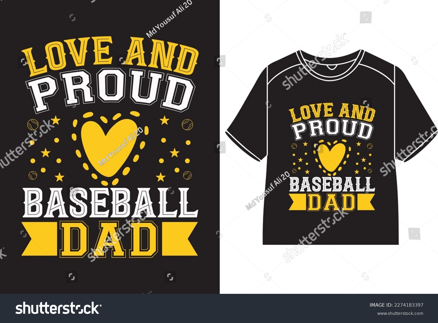 SVG of Love and proud baseball dad T-Shirt Design svg