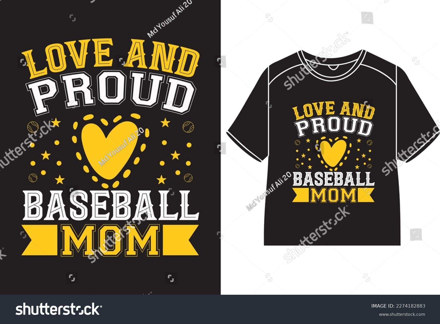 SVG of Love and proud baseball mom T-Shirt Design svg