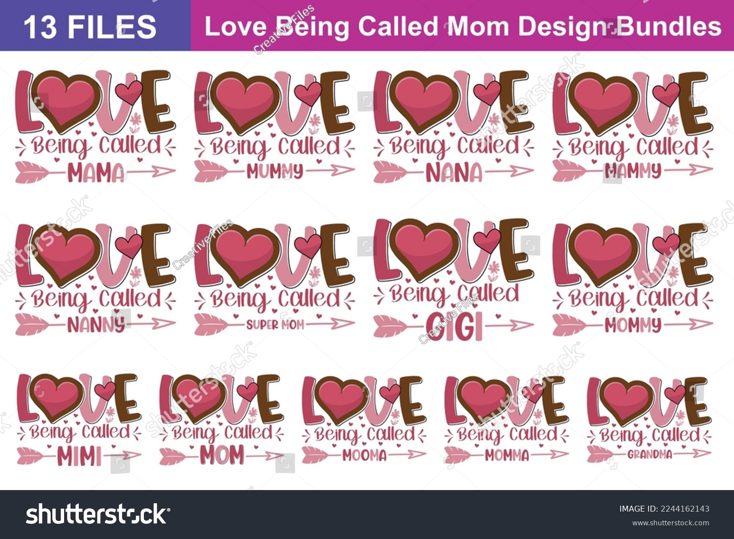 SVG of Love Being Called Mom Quotes svg Bundle. Quotes about Love Being Called Mom, Love Being Called Mom cut files Bundle of 13 svg eps Files for Cutting Machines Cameo Cricut, Love Being Called Mom Quotes svg