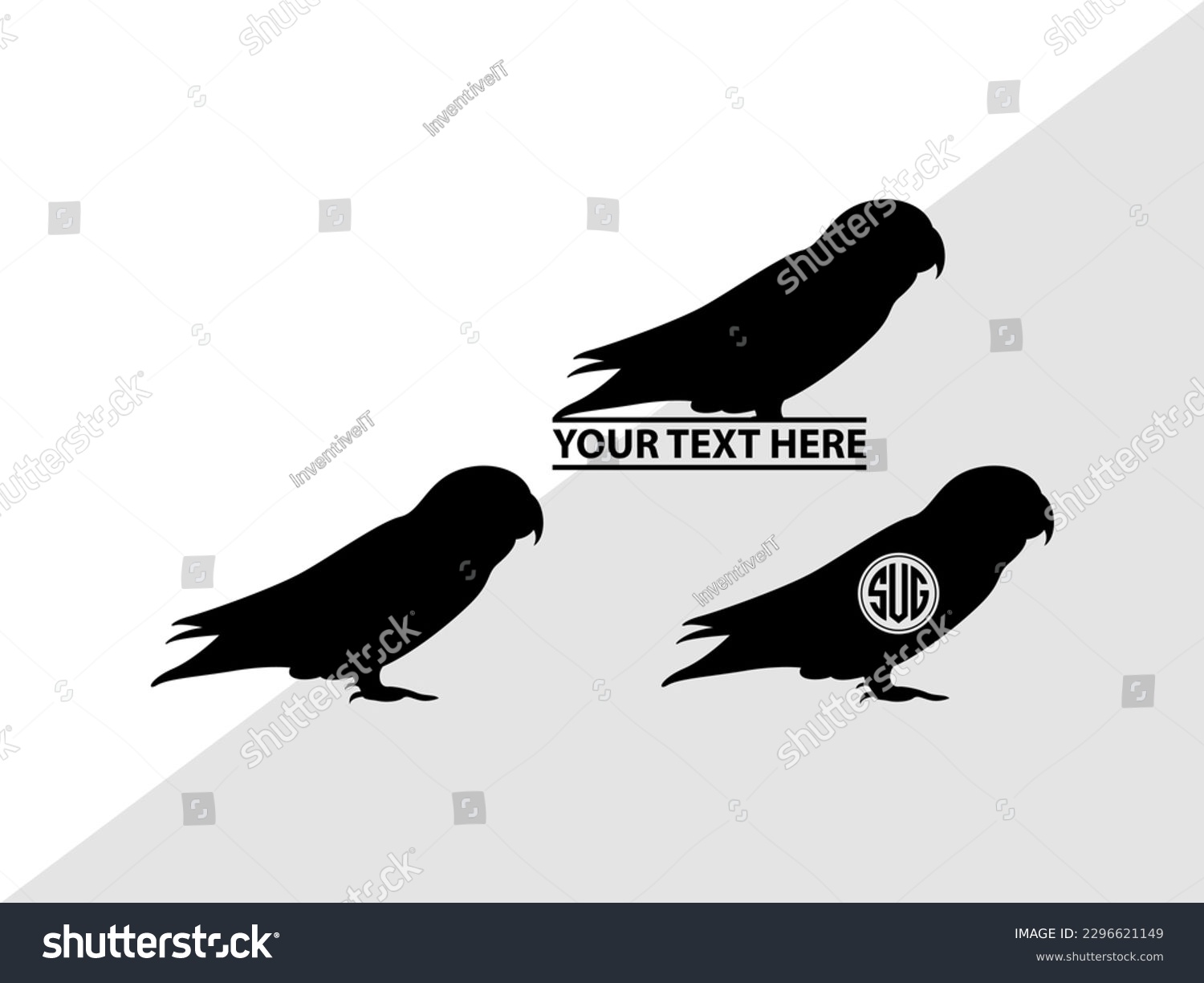 SVG of Love Bird Monogram, Love Bird Silhouette svg