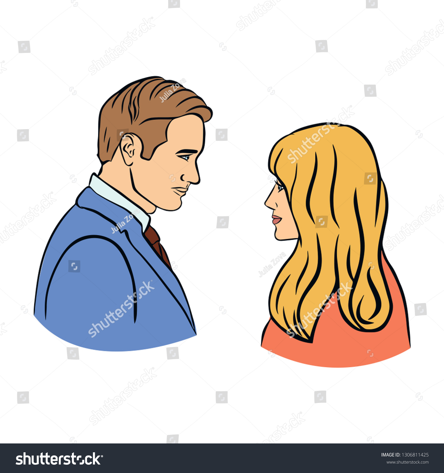 Love Couple Boy Girl Pop Art Stock Vector Royalty Free